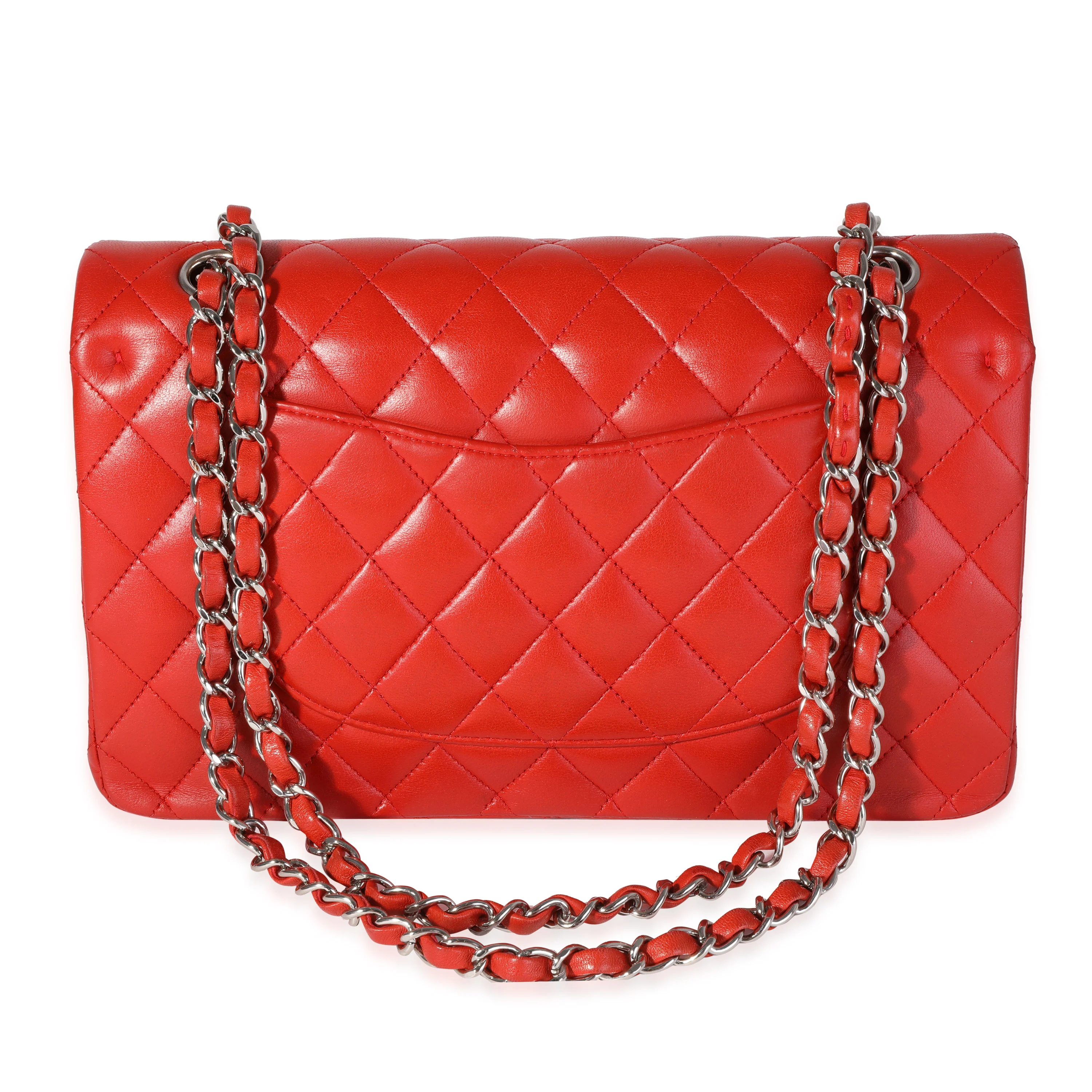 Chanel Red Quilted Lambskin Medium Classic Double Flap Bag - Image 3