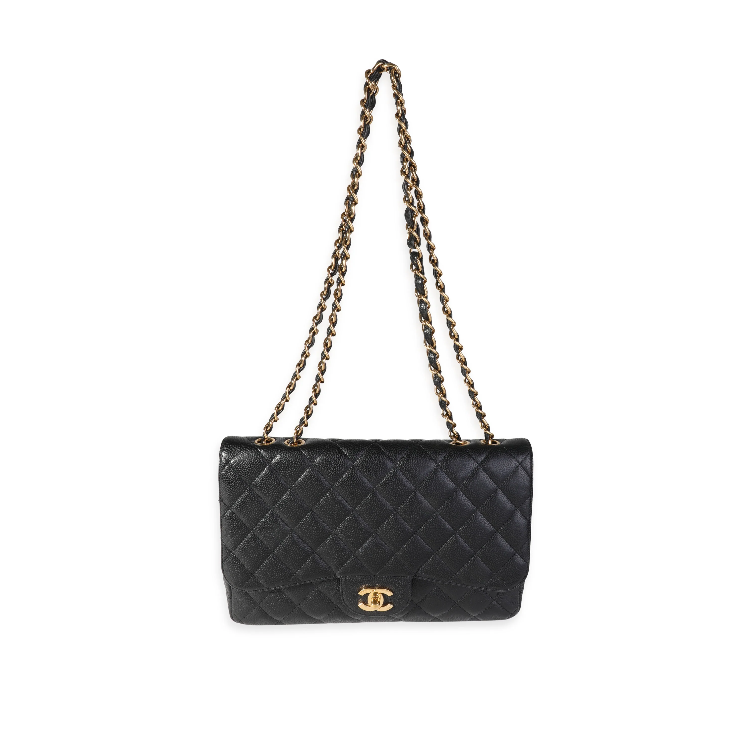 Black Caviar Quilted Jumbo Classic Single Flap Bag - Image 4
