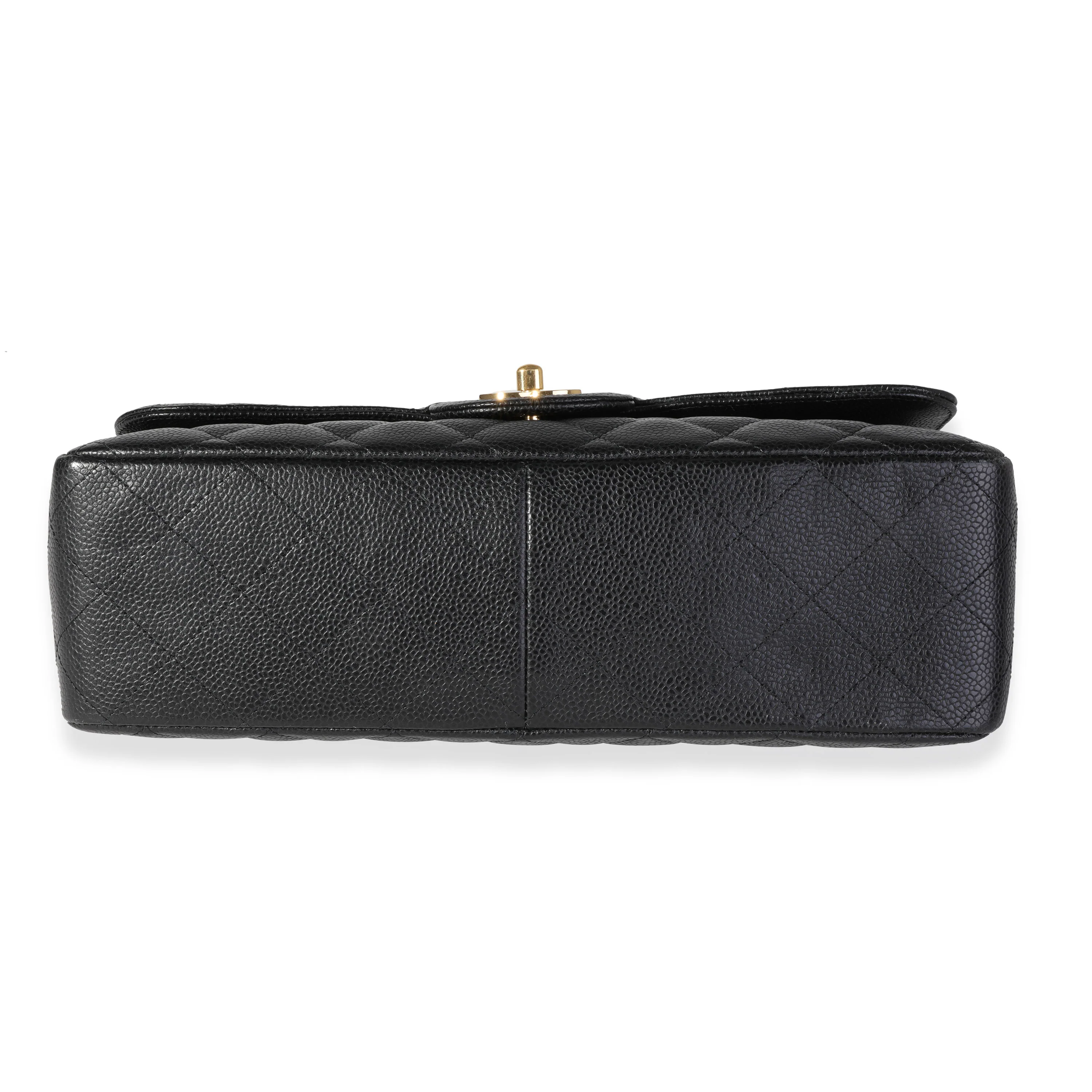 Black Caviar Quilted Jumbo Classic Single Flap Bag - Image 5