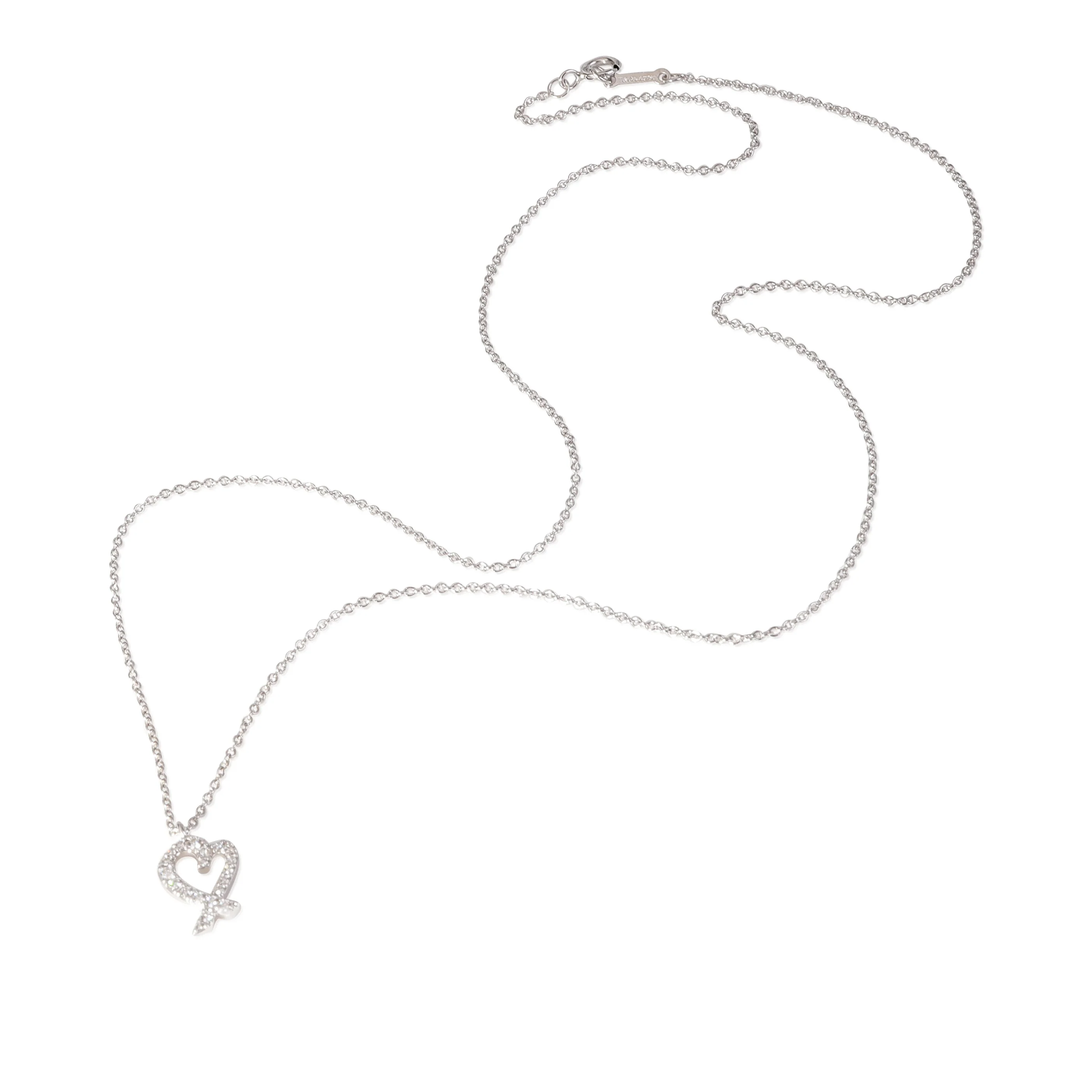 Paloma Picasso Loving Heart Pendant 18K White Gold  0.12 CTW - Image 3