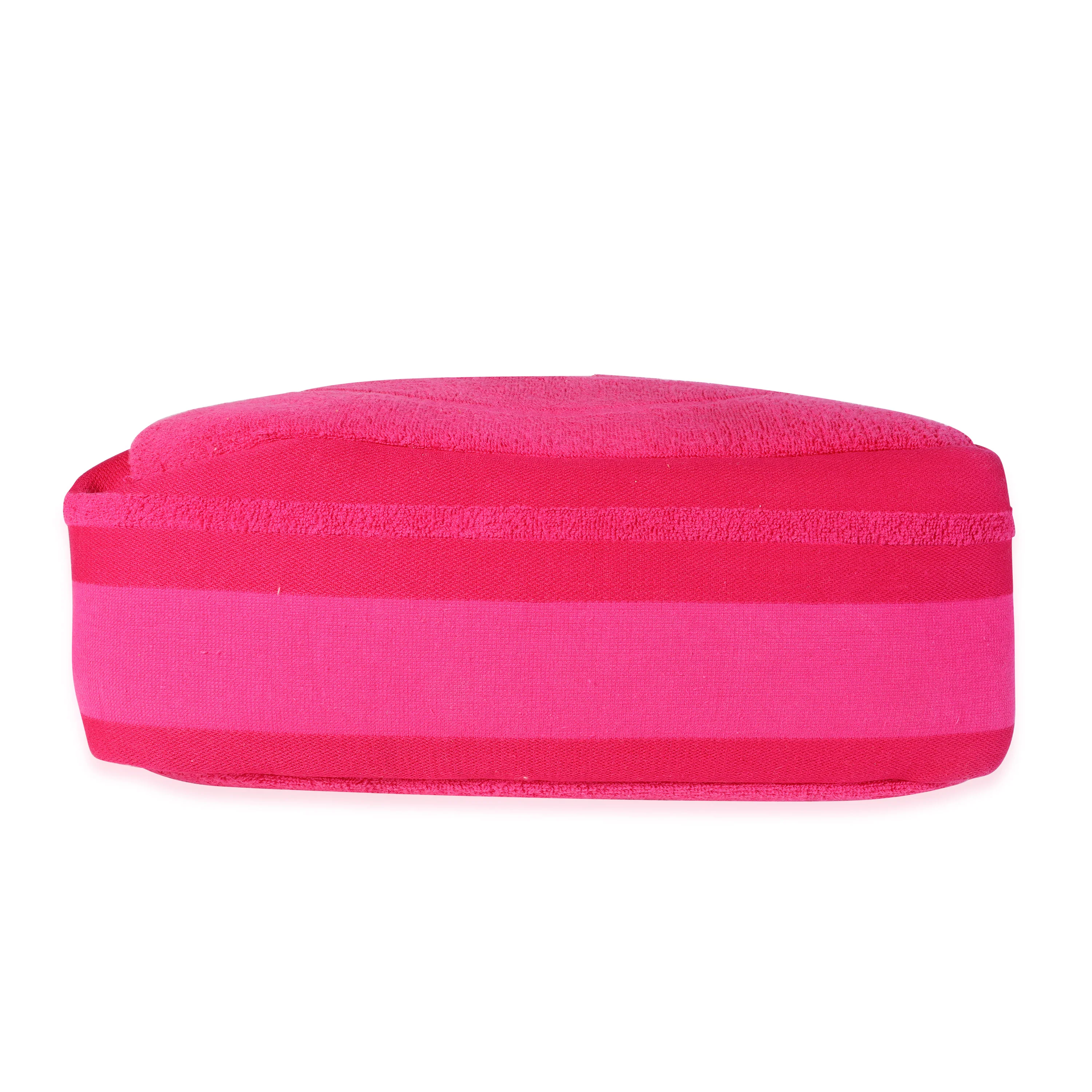 Chanel Fuchsia Terry Cloth CC Beach Tote - Image 4