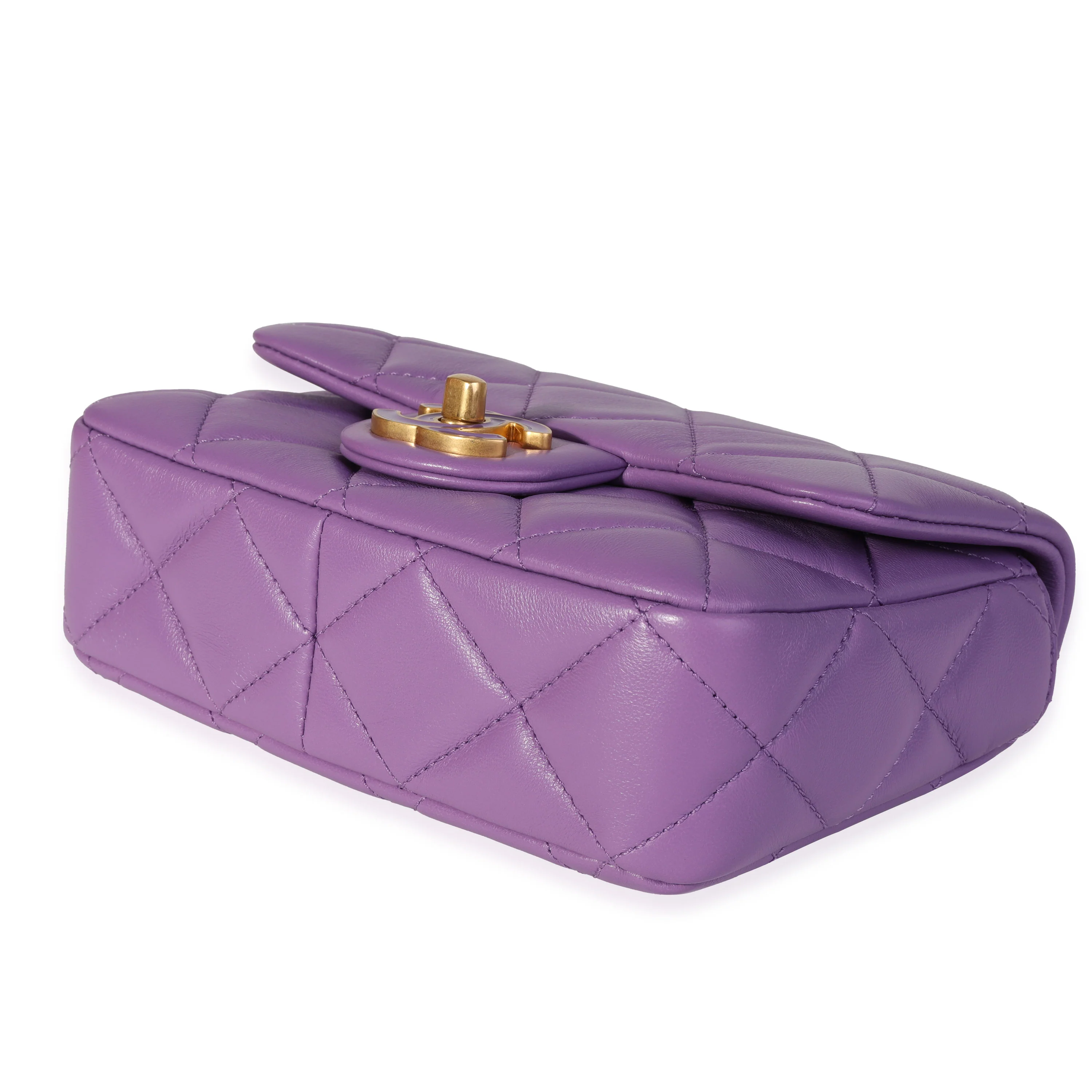 Chanel Purple Quilted Lambskin Mini Square Chain Flap Bag - Image 6