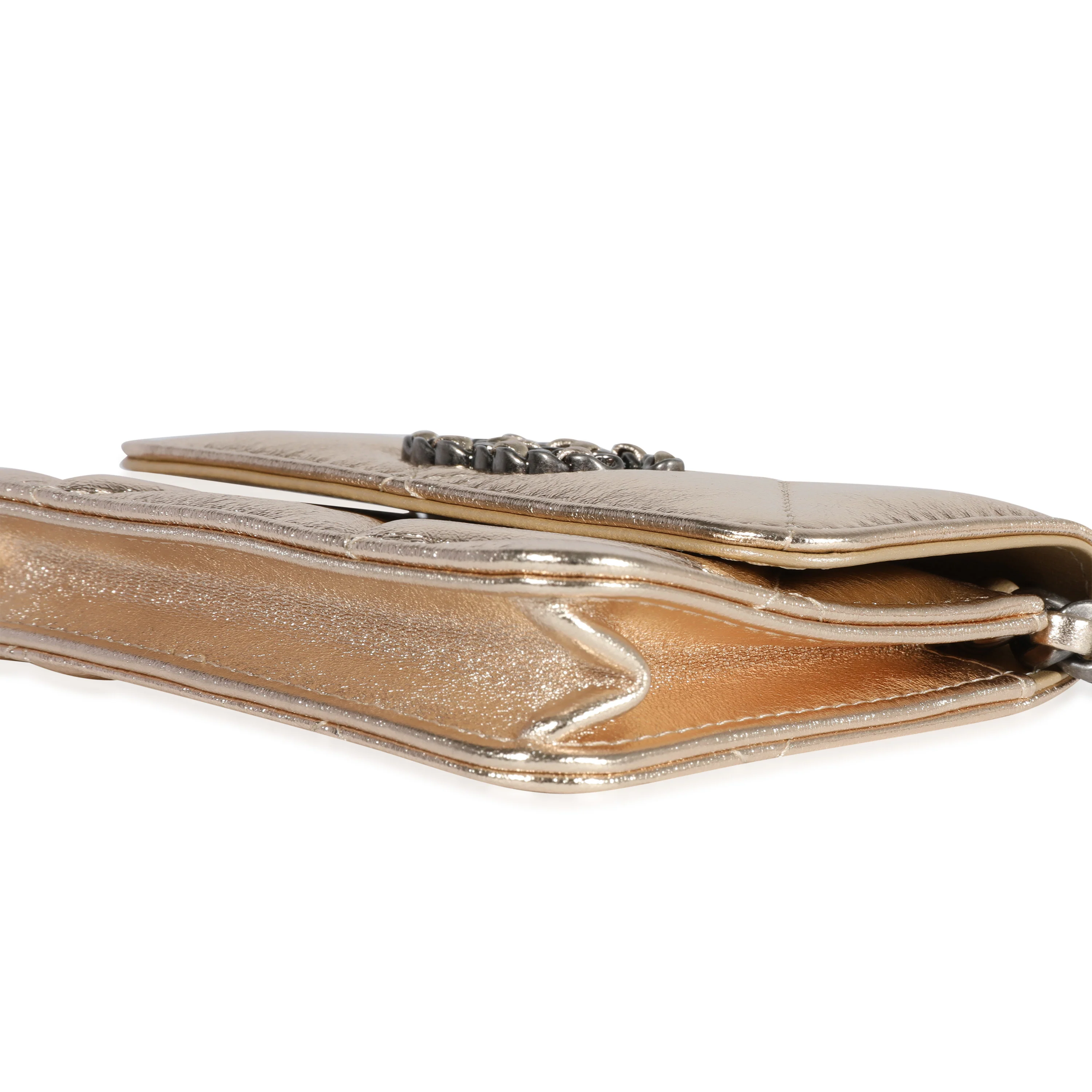 Gold Quilted Lambskin Chanel  Coin Purse With Chain - Image 7
