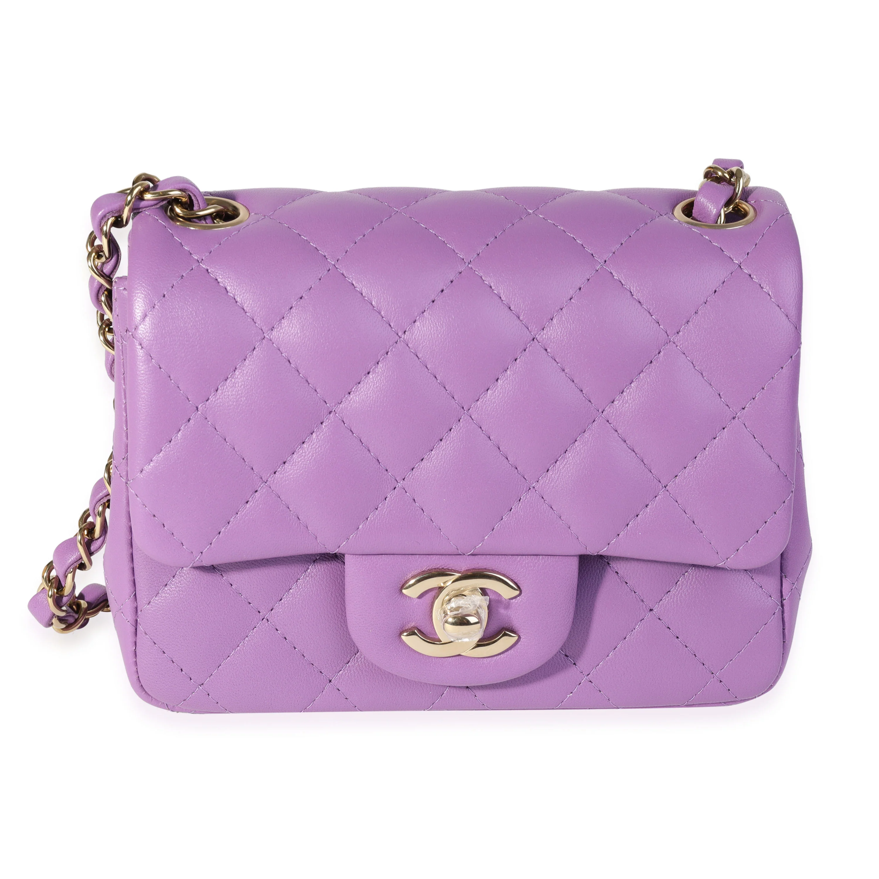 Purple Quilted Lambskin Classic Square Mini Flap Bag