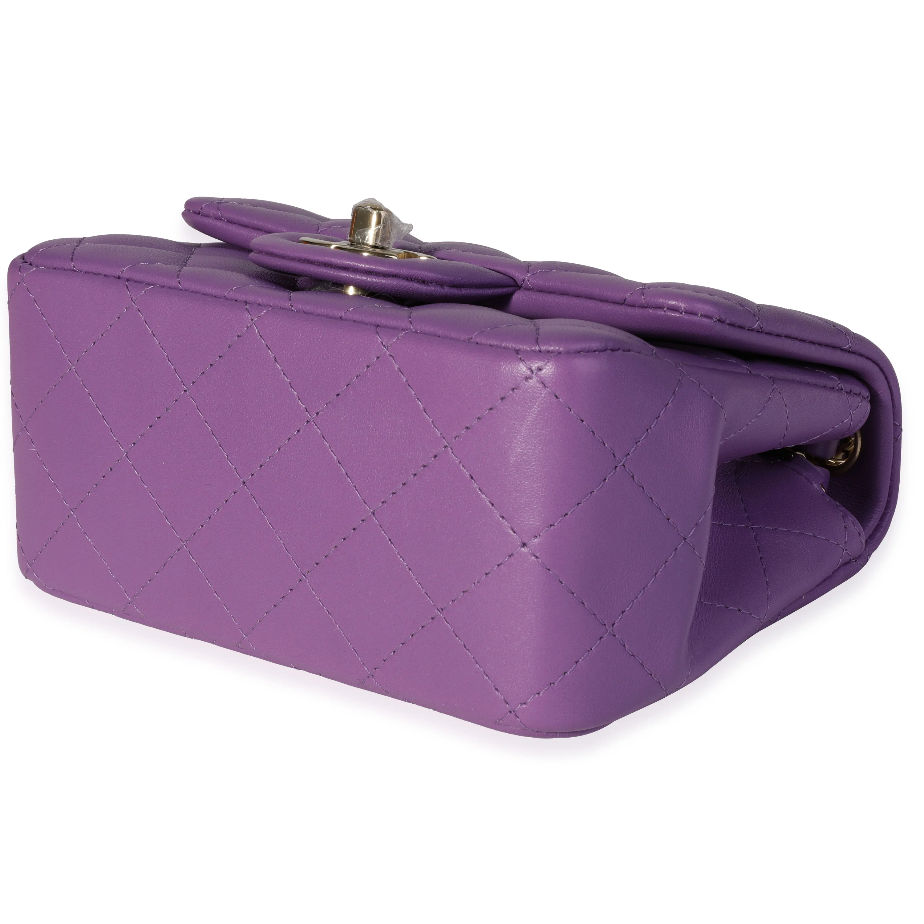 Purple Quilted Lambskin Classic Square Mini Flap Bag - Image 6