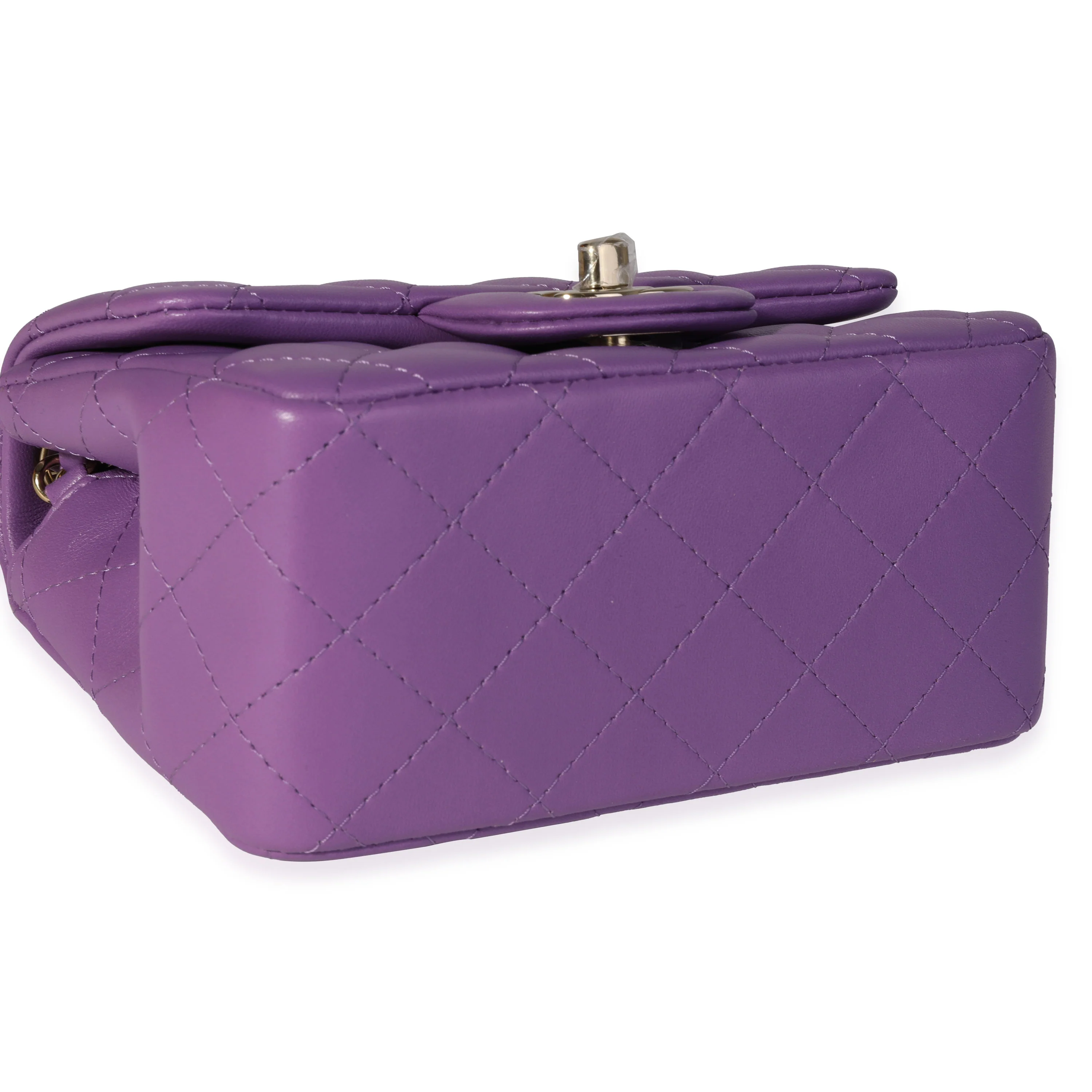 Purple Quilted Lambskin Classic Square Mini Flap Bag - Image 7