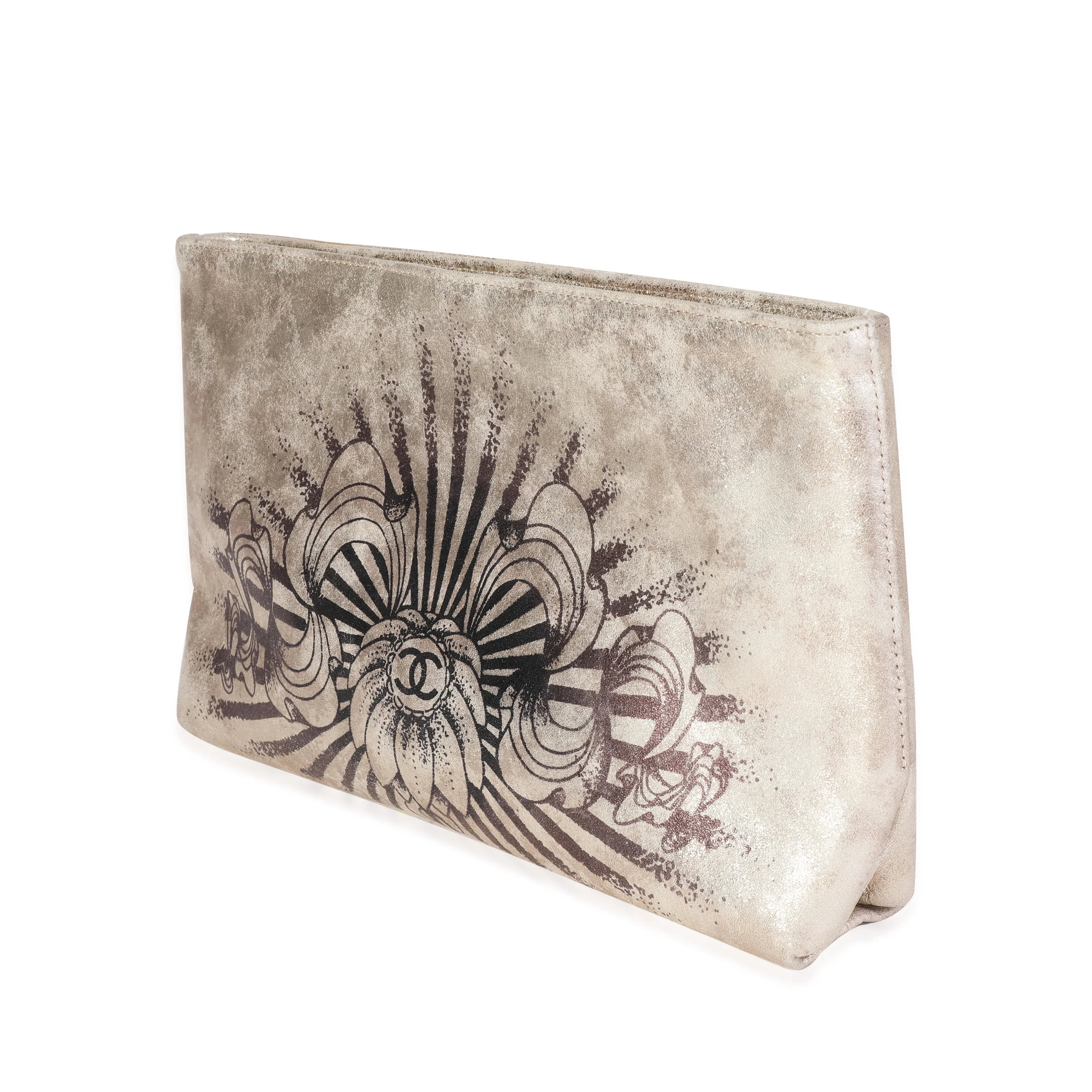 Metallic Gold Iridescent Calfskin Paris-Bombay Frame Clutch - Image 2