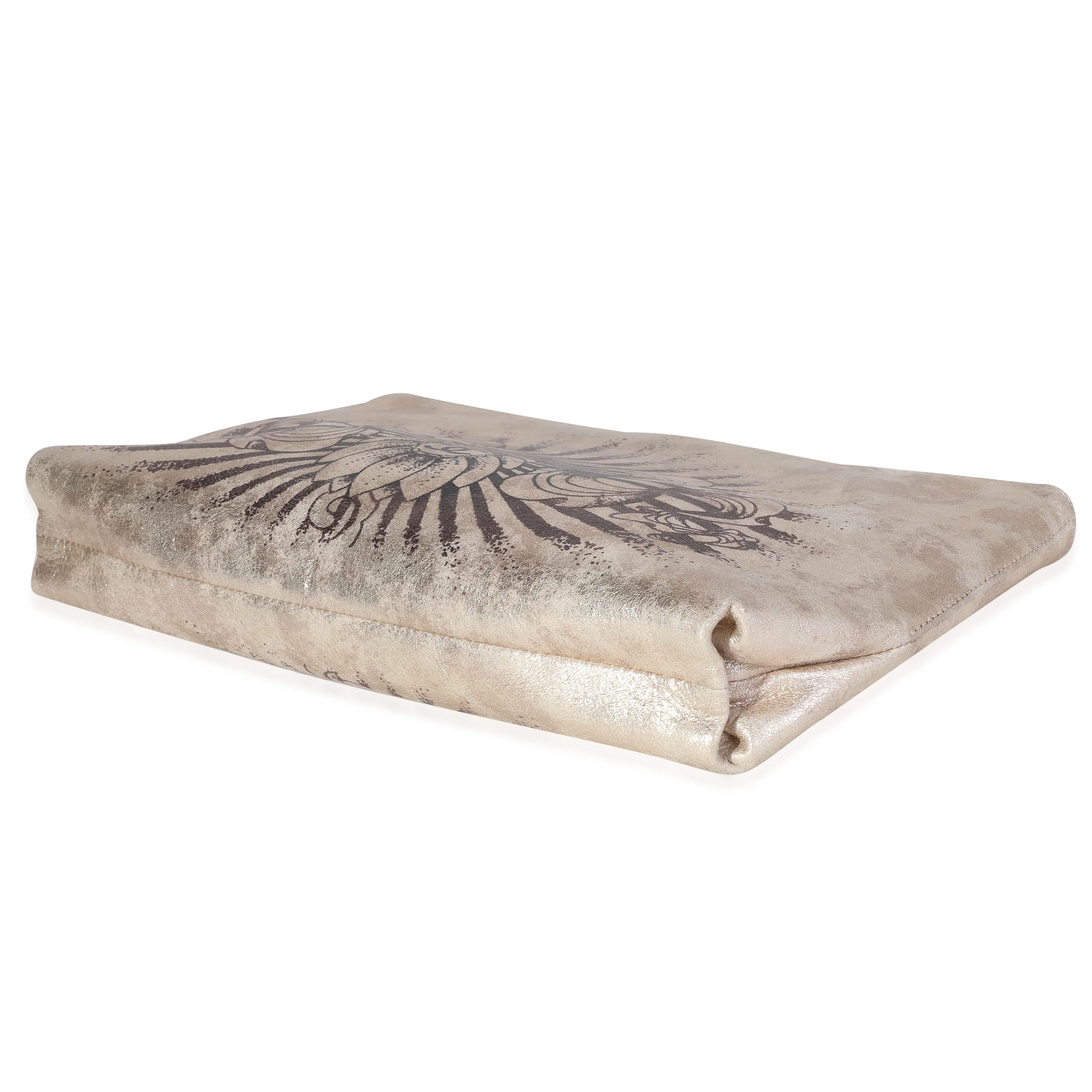 Metallic Gold Iridescent Calfskin Paris-Bombay Frame Clutch - Image 4