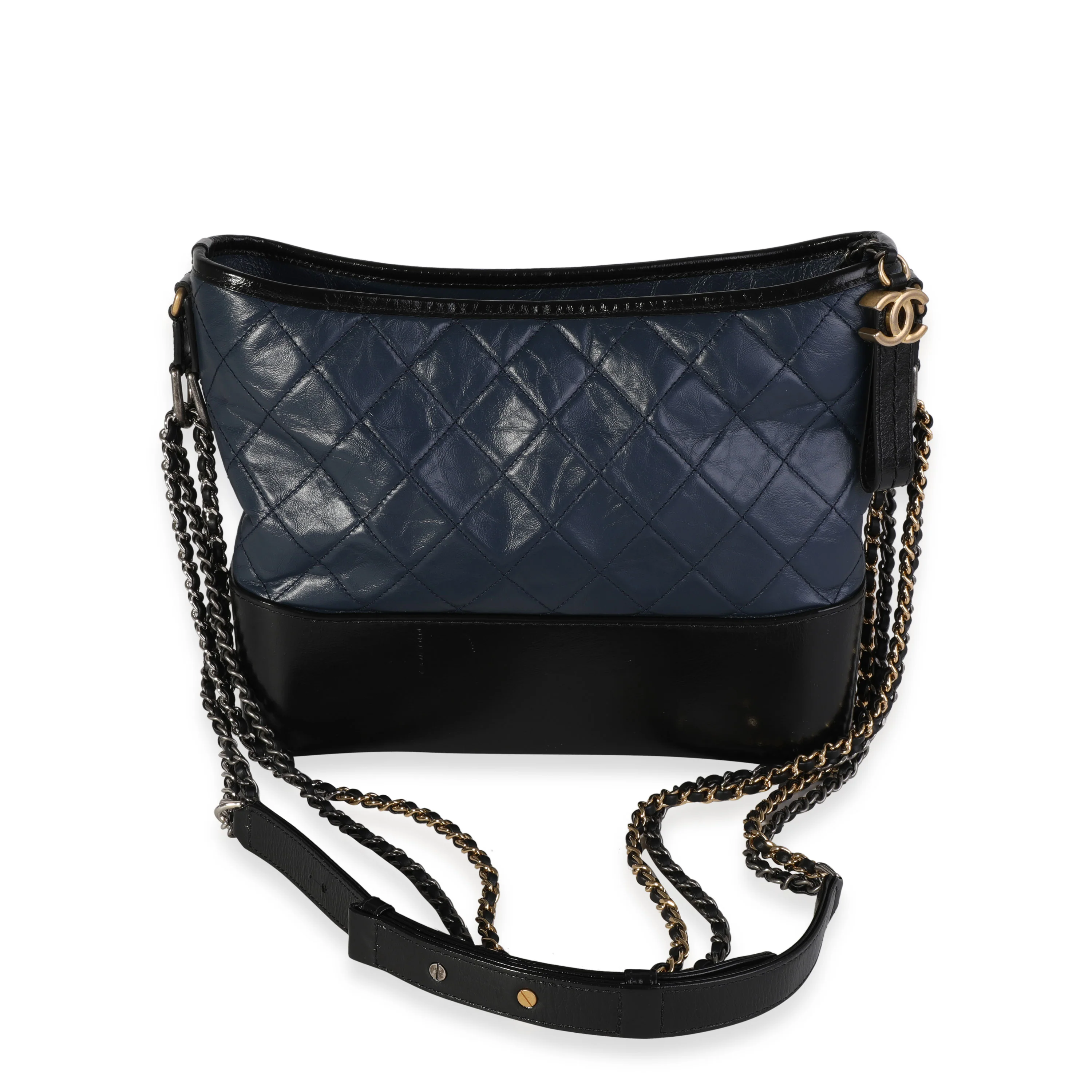 Chanel Navy & Black Aged Calfskin Quilted Medium Gabrielle Hobo - Image 3