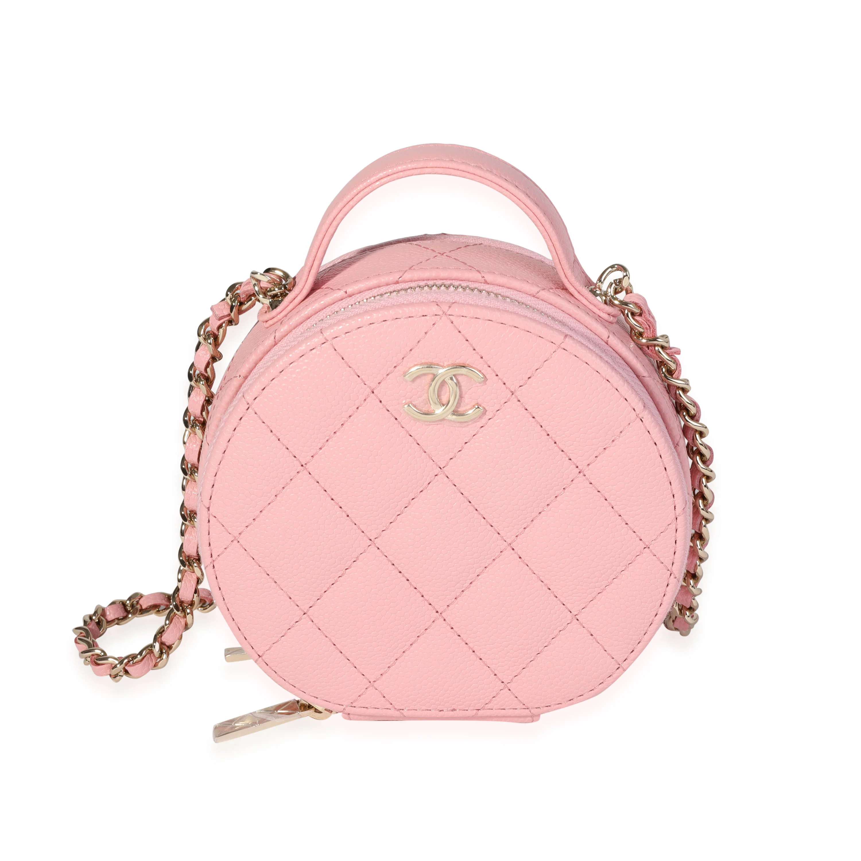 Chanel Pink Quilted Caviar Handle With Care Vanity Crossbody