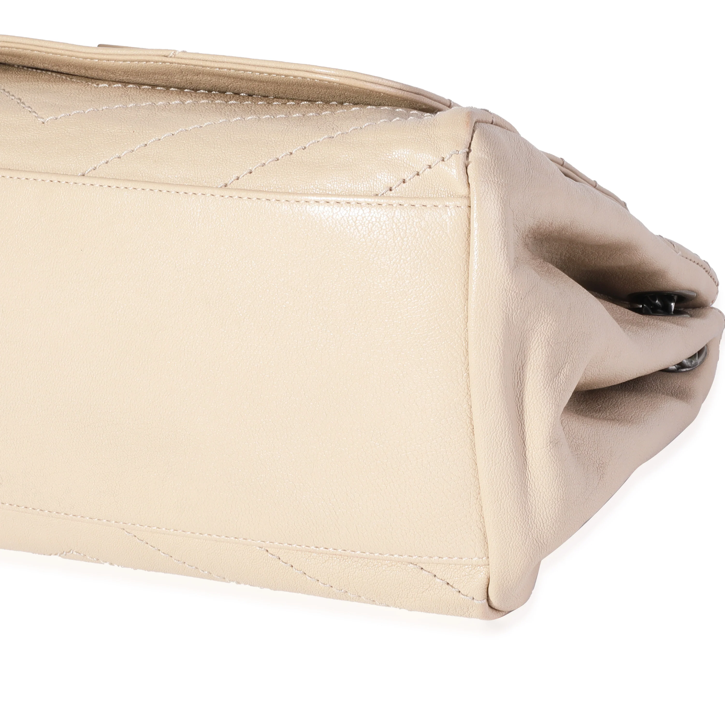 Saint Laurent Beige Chevron Leather Monogram Nolita Bag - Image 6