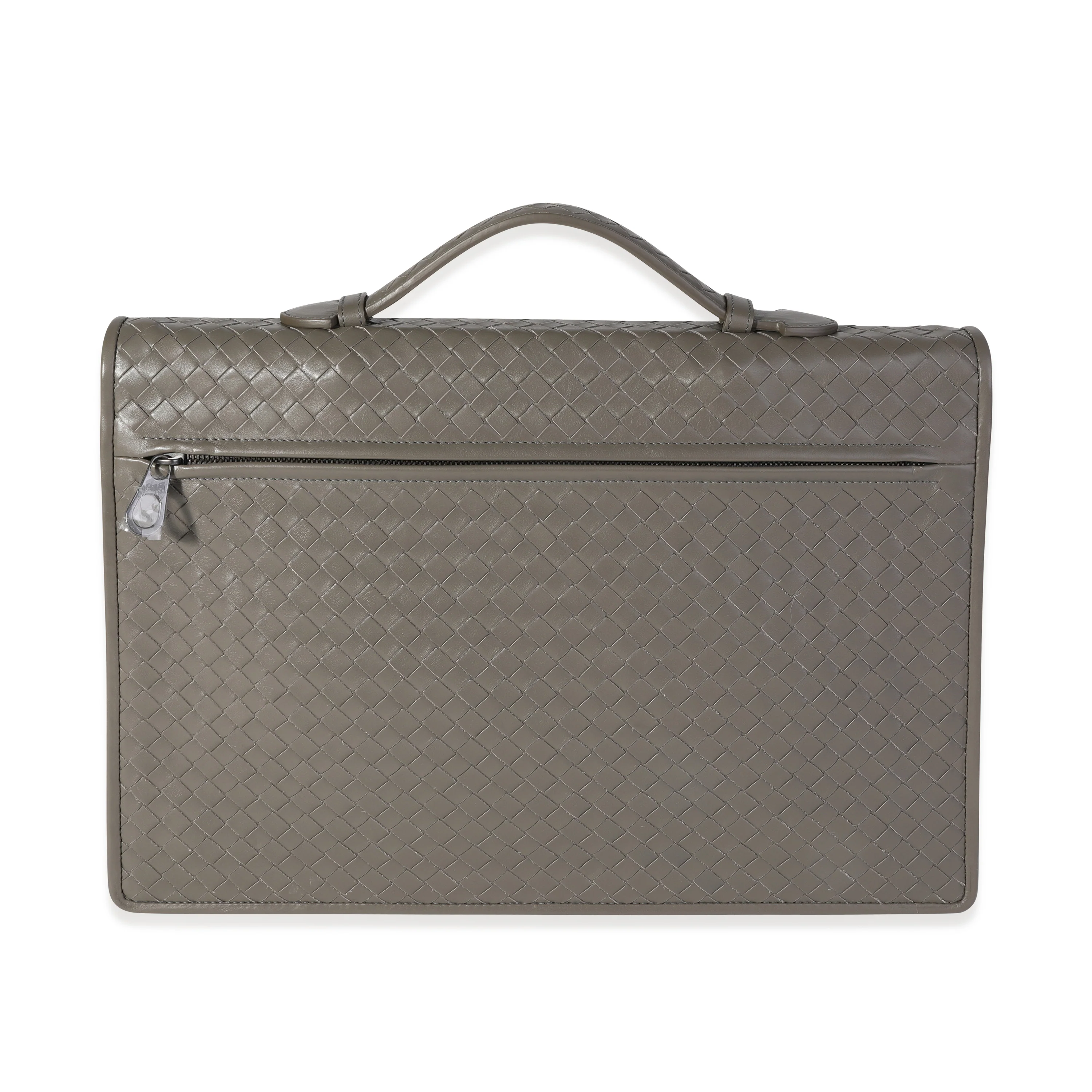 Bottega Veneta Taupe Intrecciato Leather Briefcase Bag - Image 3