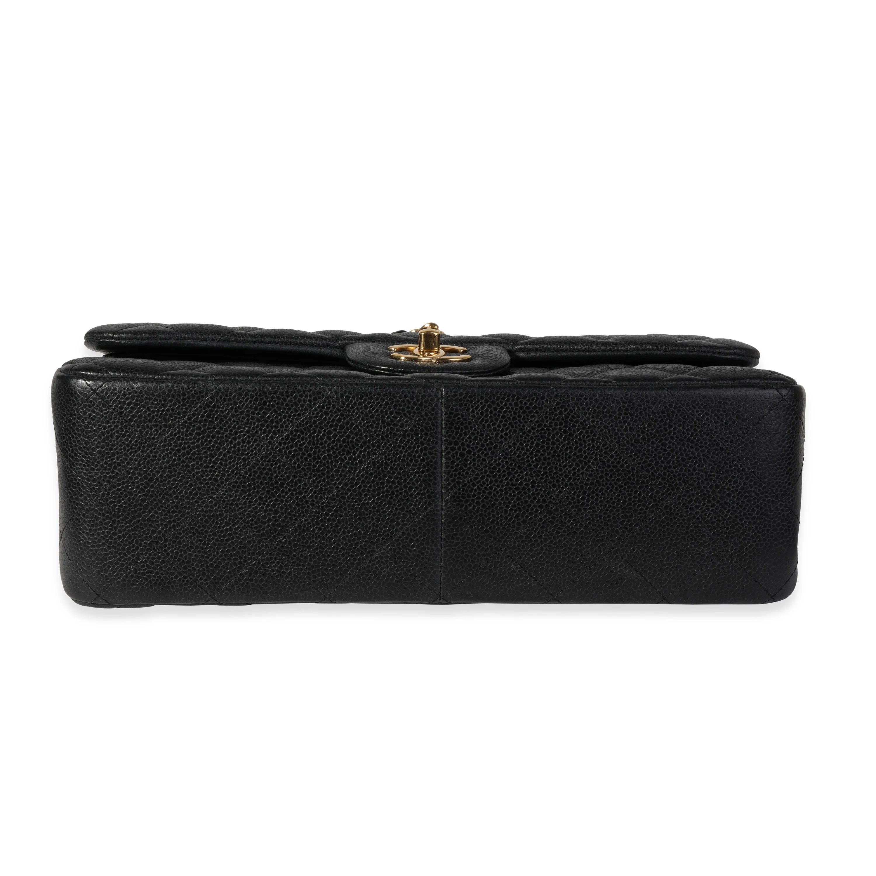 Black Quilted Caviar Jumbo Classic Double Flap Bag - Image 5