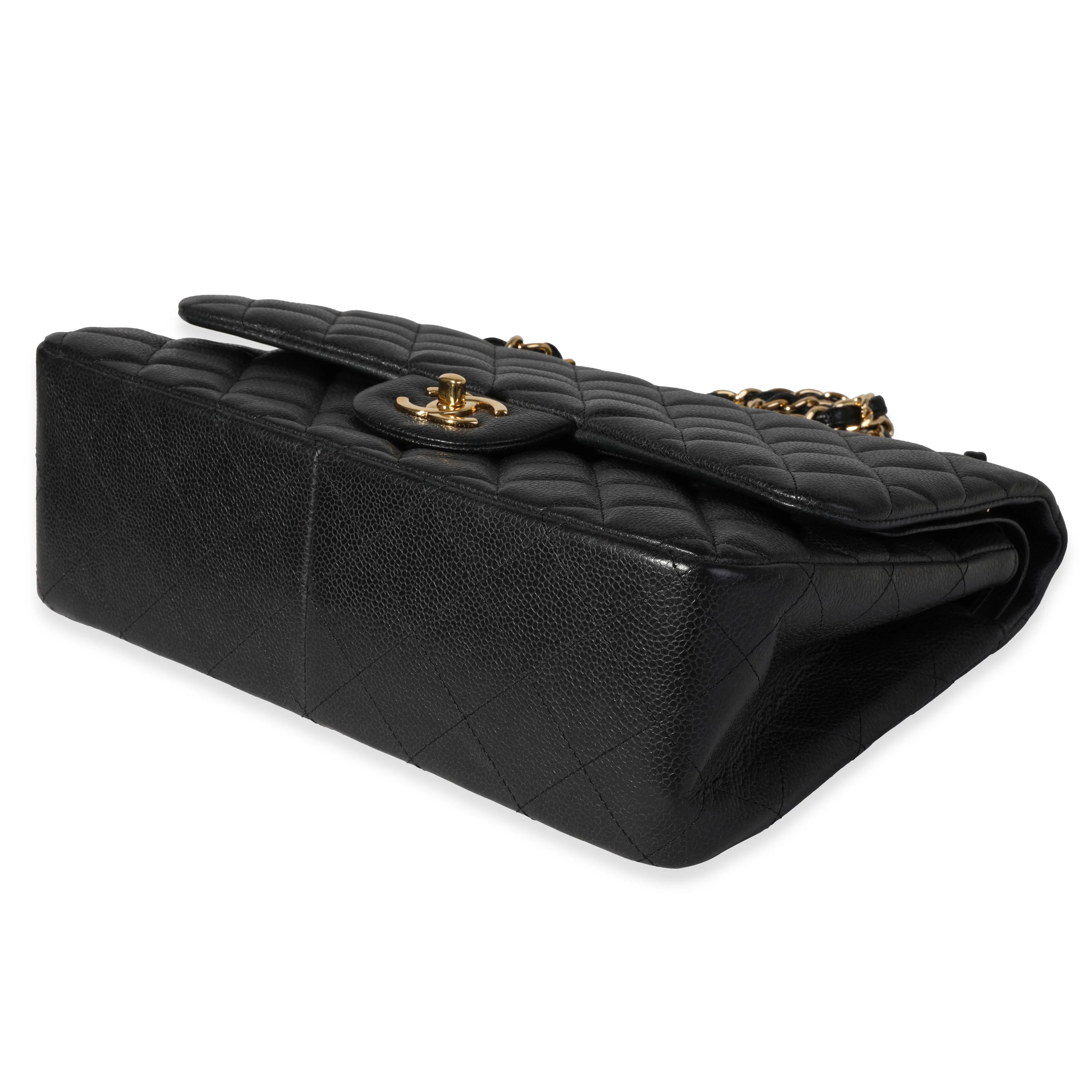 Black Quilted Caviar Jumbo Classic Double Flap Bag - Image 6