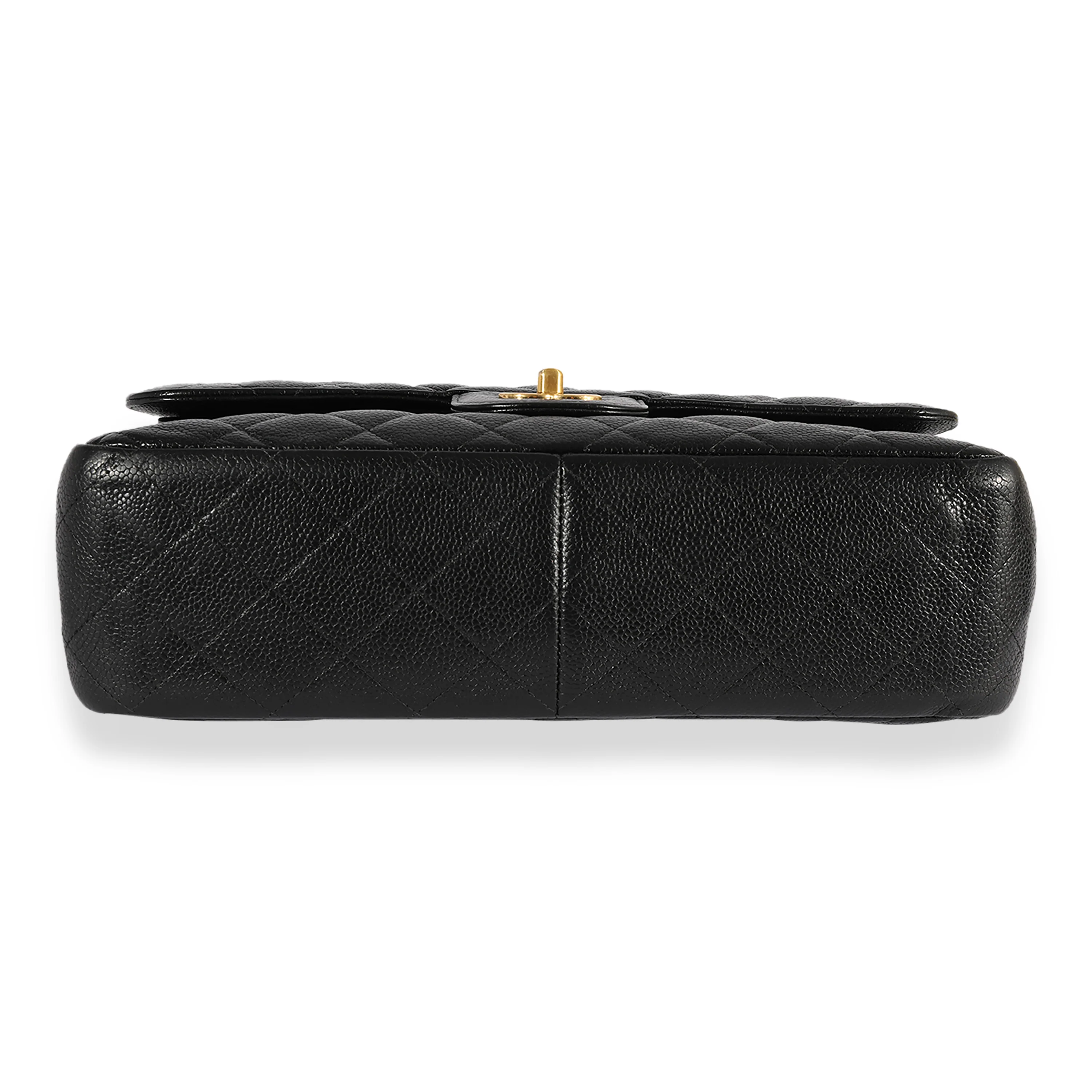 Black Quilted Caviar Jumbo Classic Double Flap HandBag - Image 5