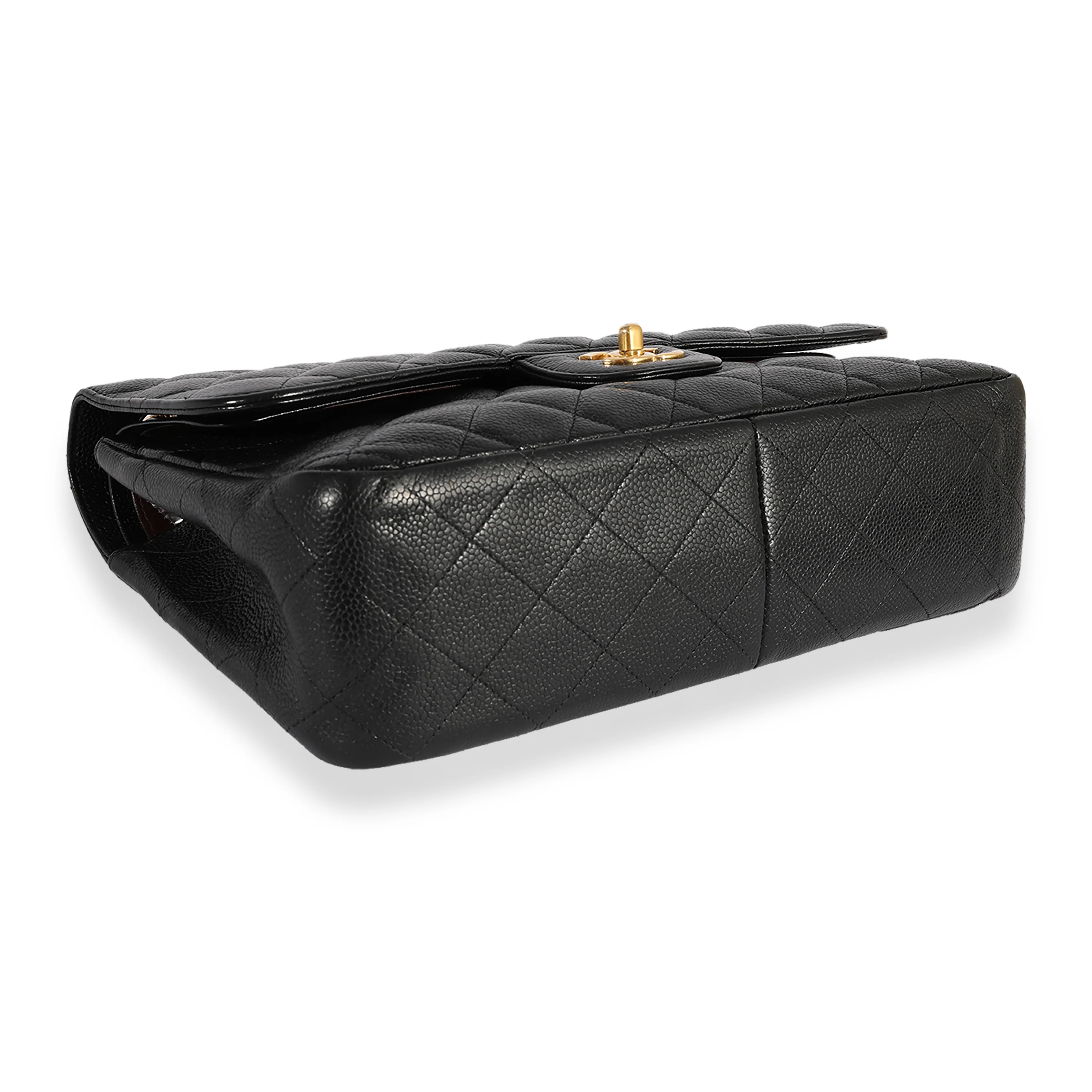 Black Quilted Caviar Jumbo Classic Double Flap HandBag - Image 6