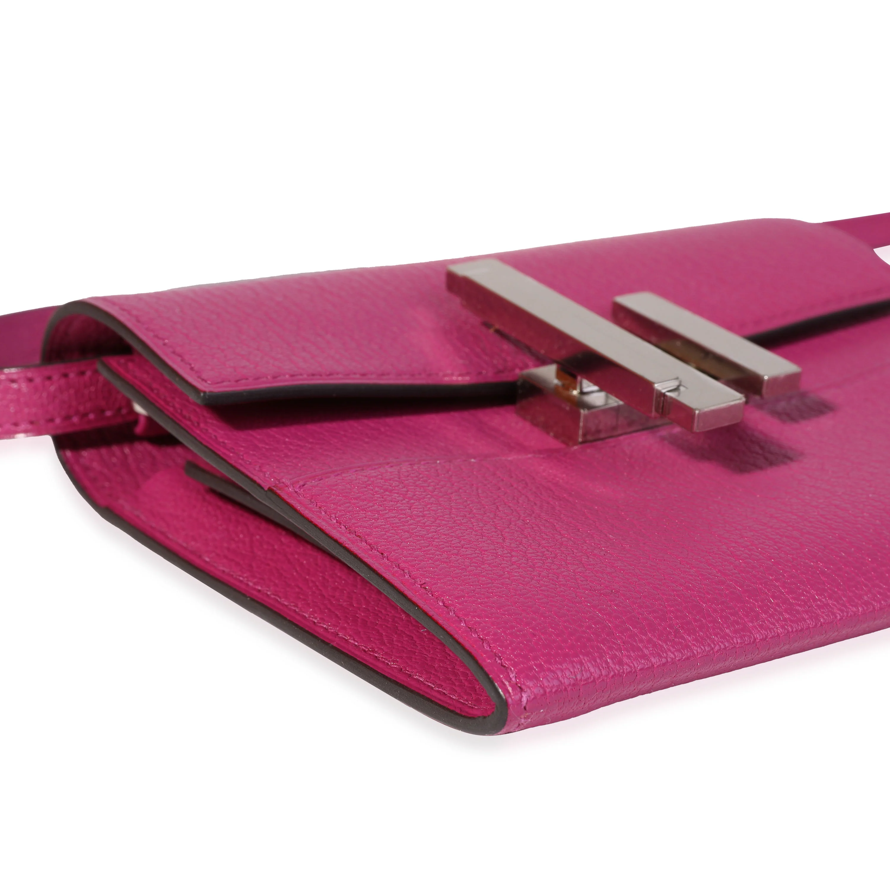Hermès Rose Pourpre Chévre Mysore Mini Cinhetic Wallet PHW - Image 7