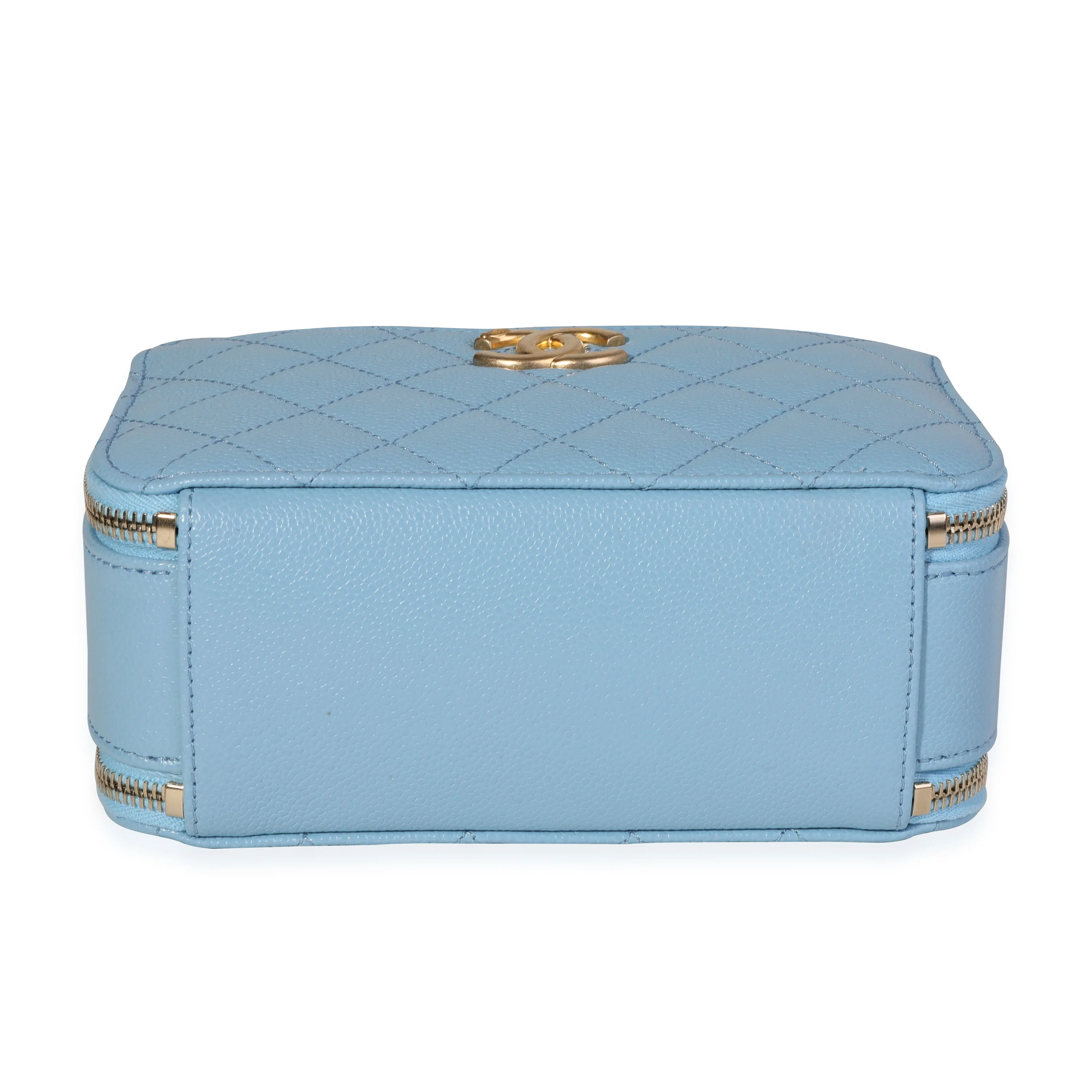 Chanel Light Blue Quilted Caviar Chanel Top Handle Vanity Case - Image 4