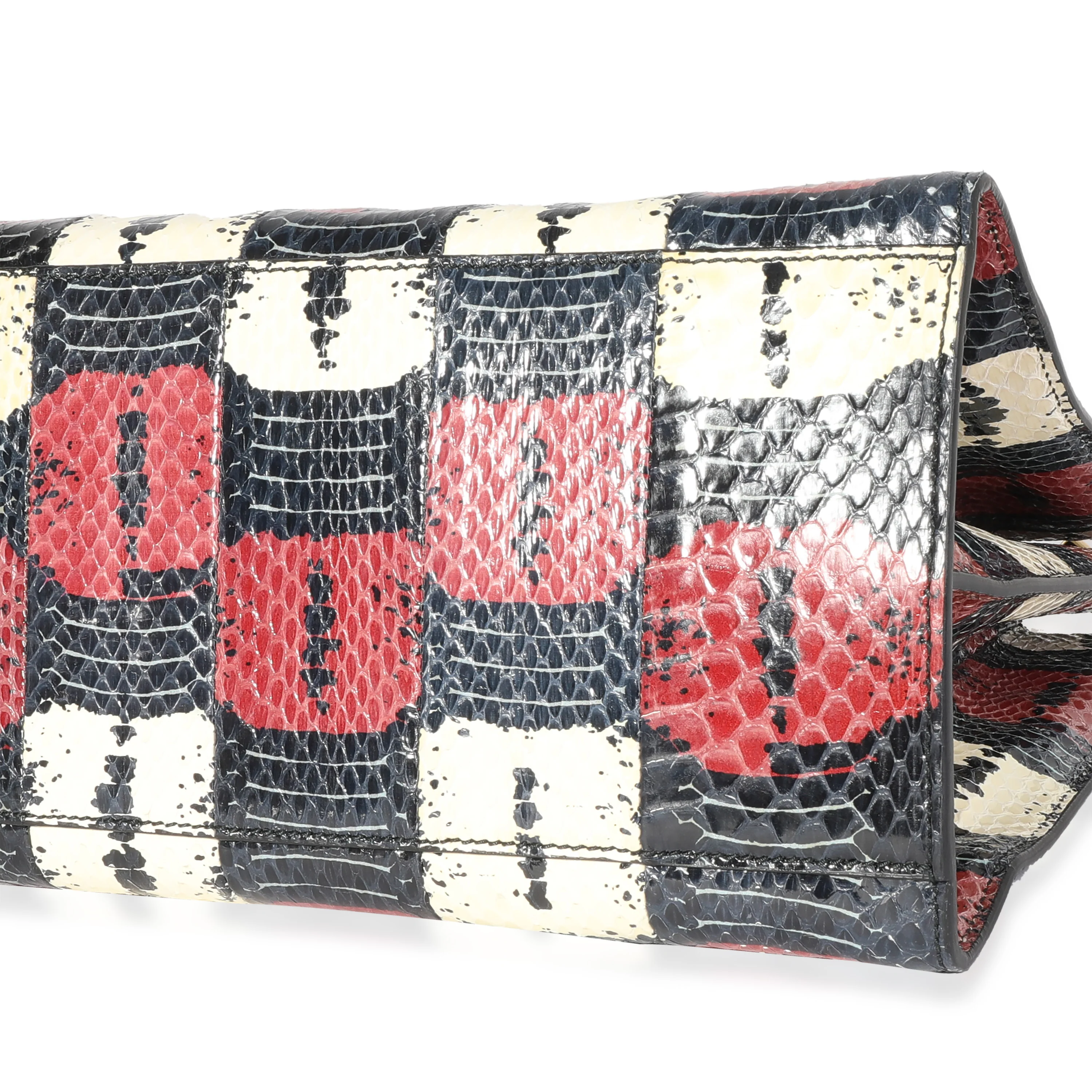Red, White, & Blue Water Snake Large Nymphaea Bamboo Top Handle Bag - Image 6