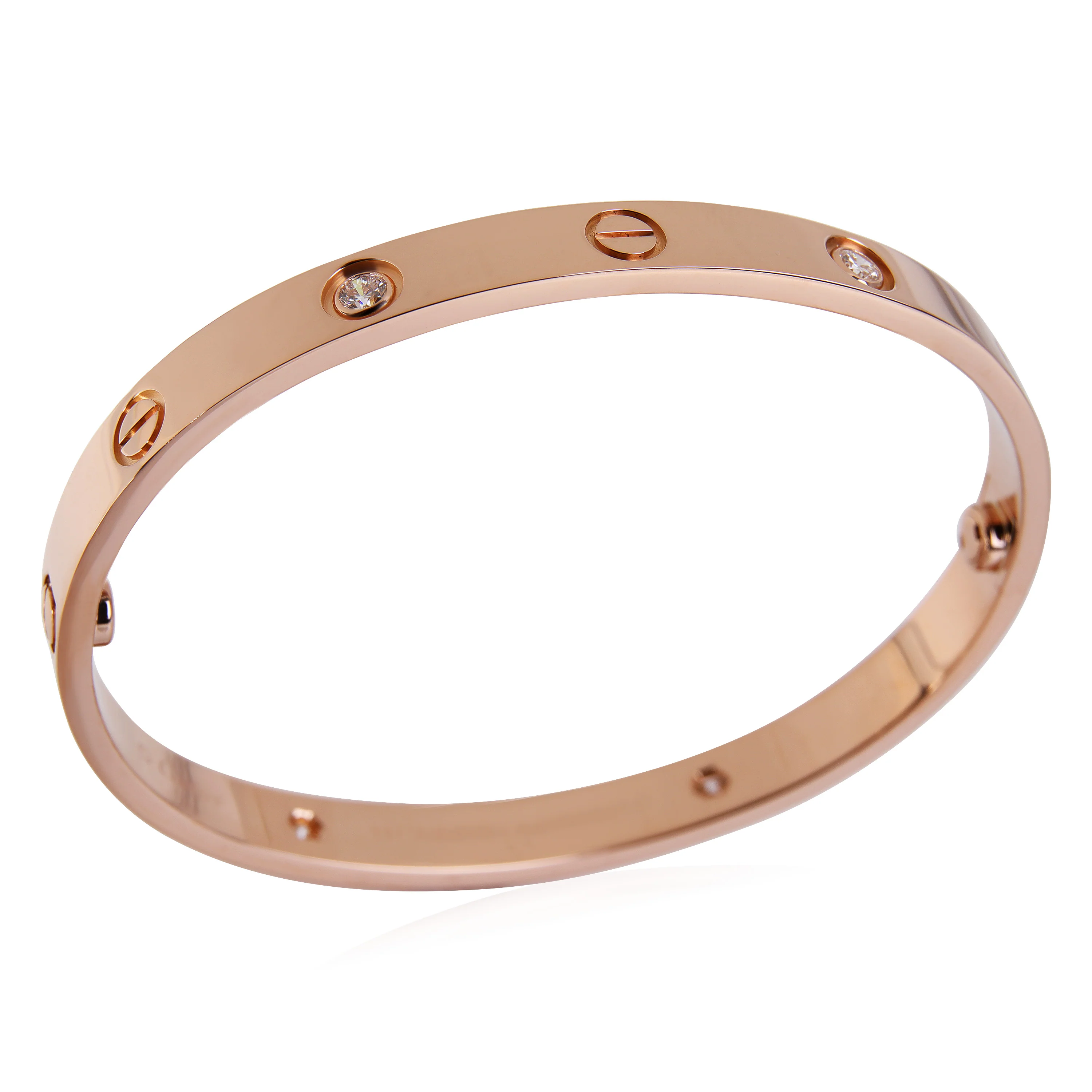 Cartier Love Bracelet 4 Diamonds in Rose Gold, Size 17 - Image 4