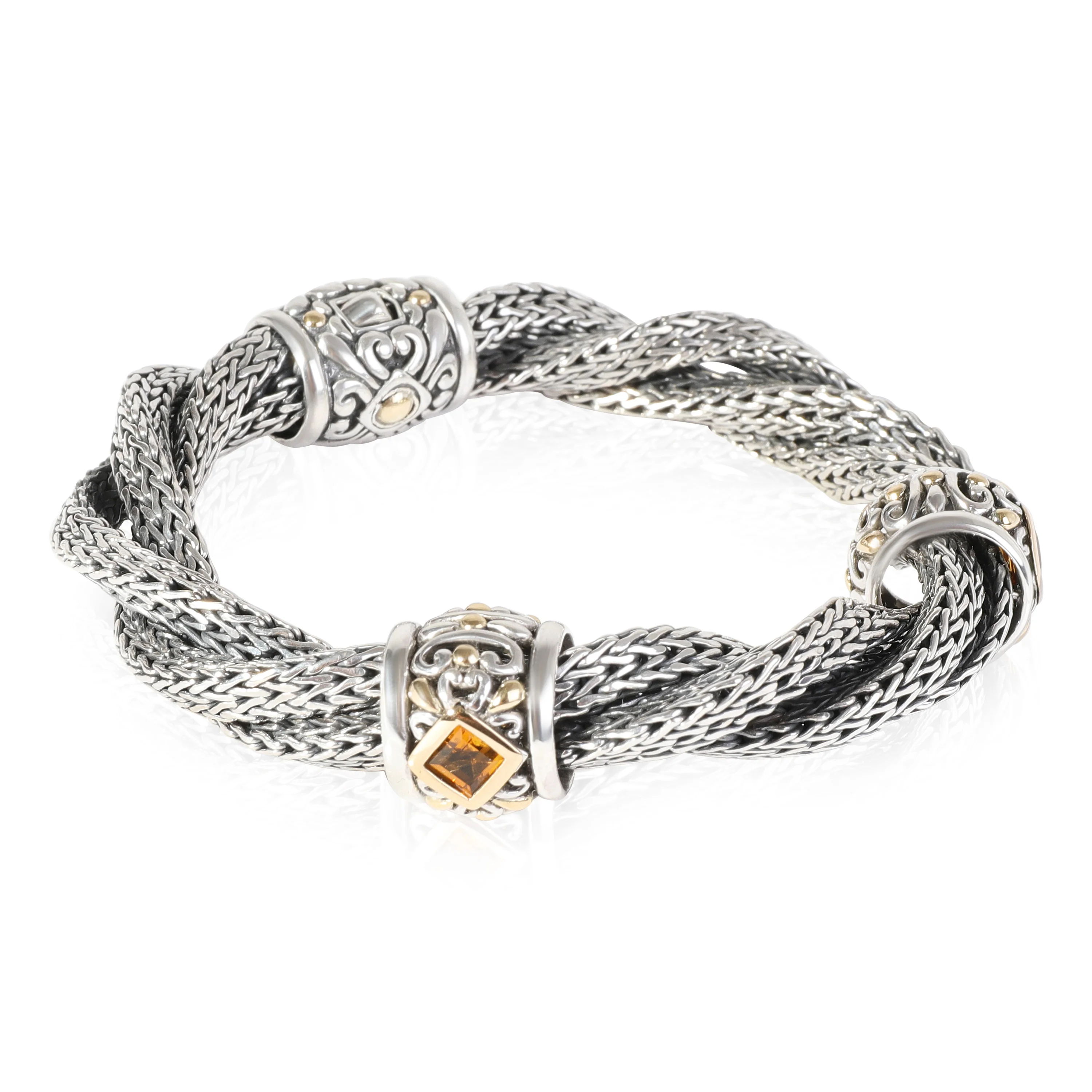 Citrine Classic Chain Twist Bracelet in 18K YG & Sterling Silver