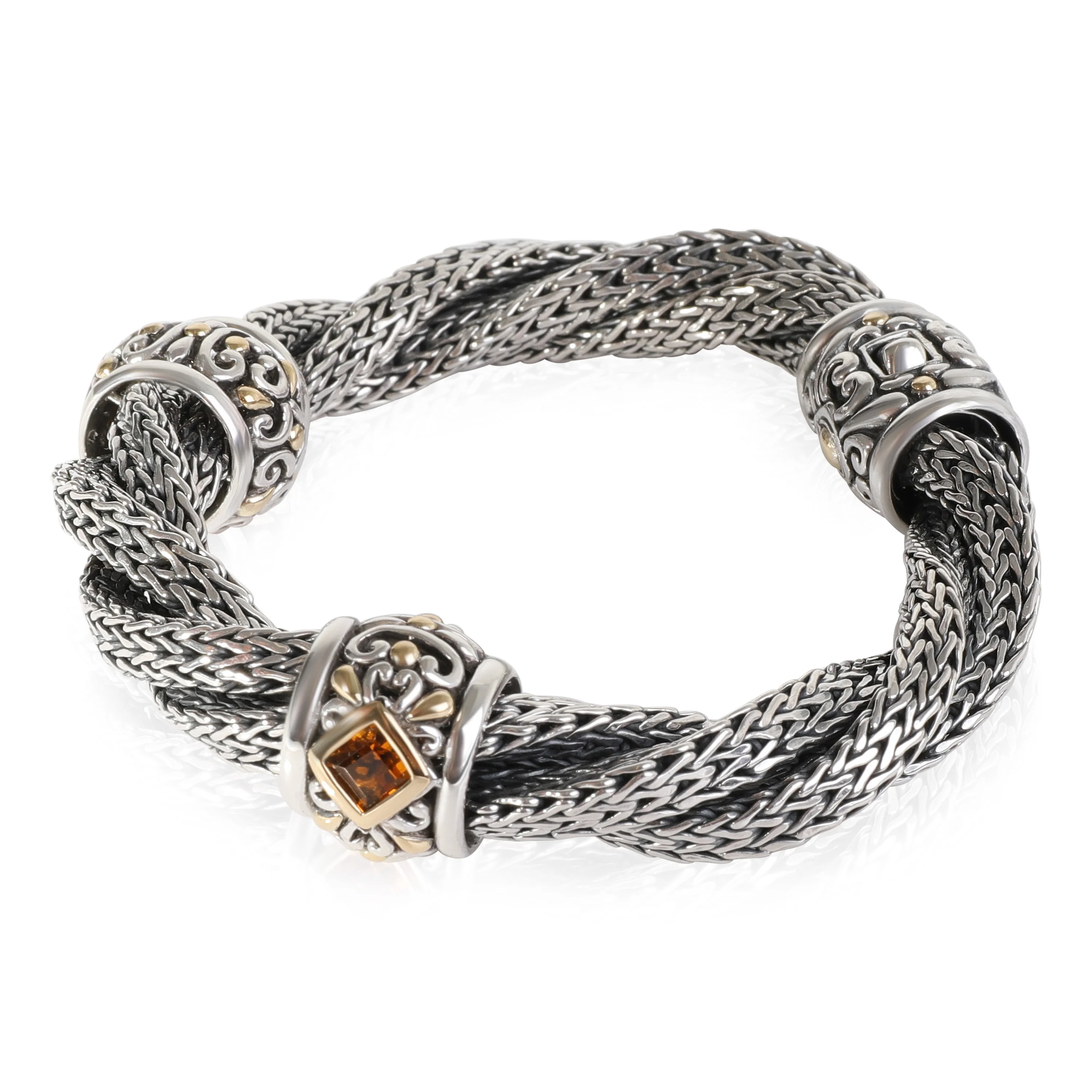 Citrine Classic Chain Twist Bracelet in 18K YG & Sterling Silver - Image 2