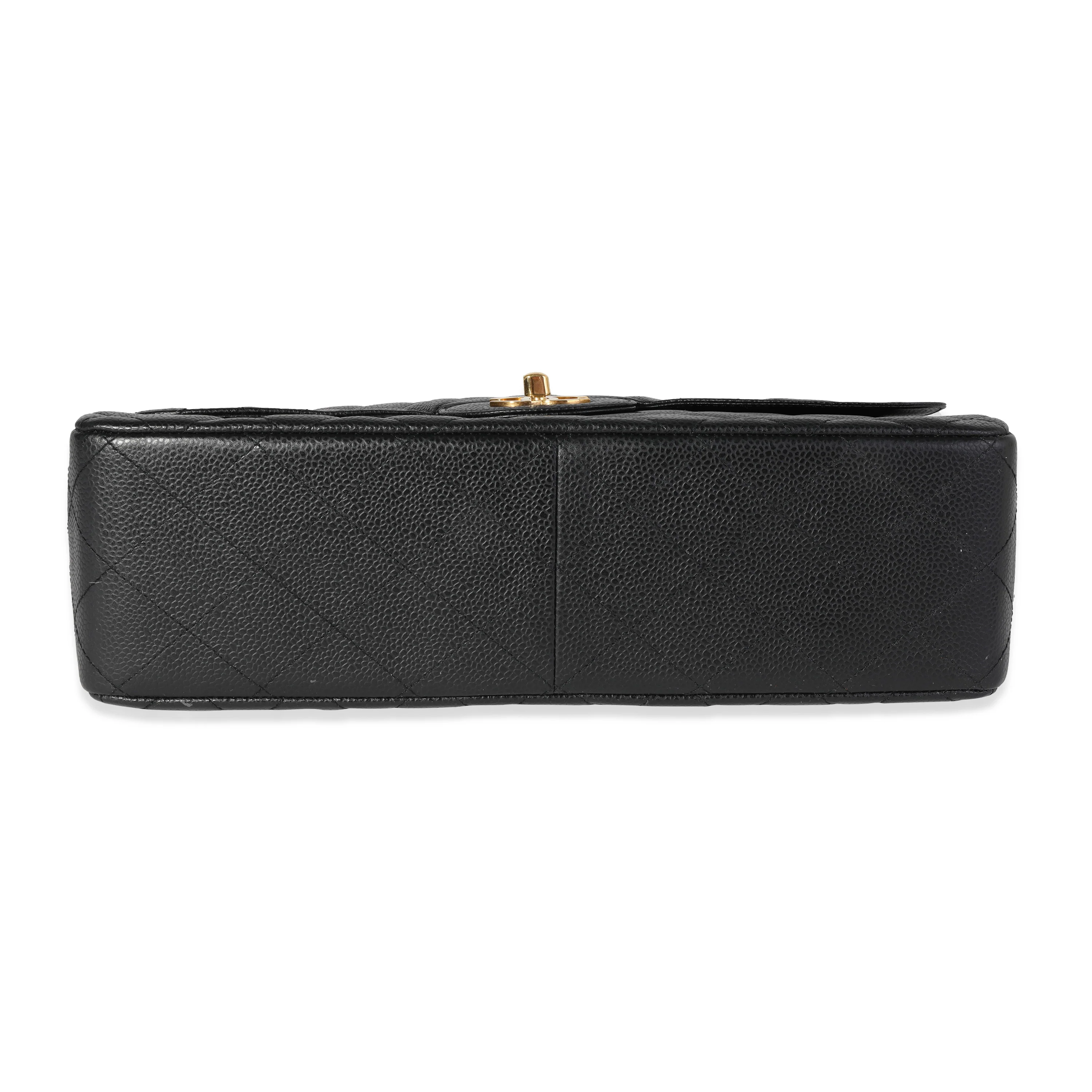 Black Quilted Caviar Jumbo Classic Single Flap Handbag - Image 5