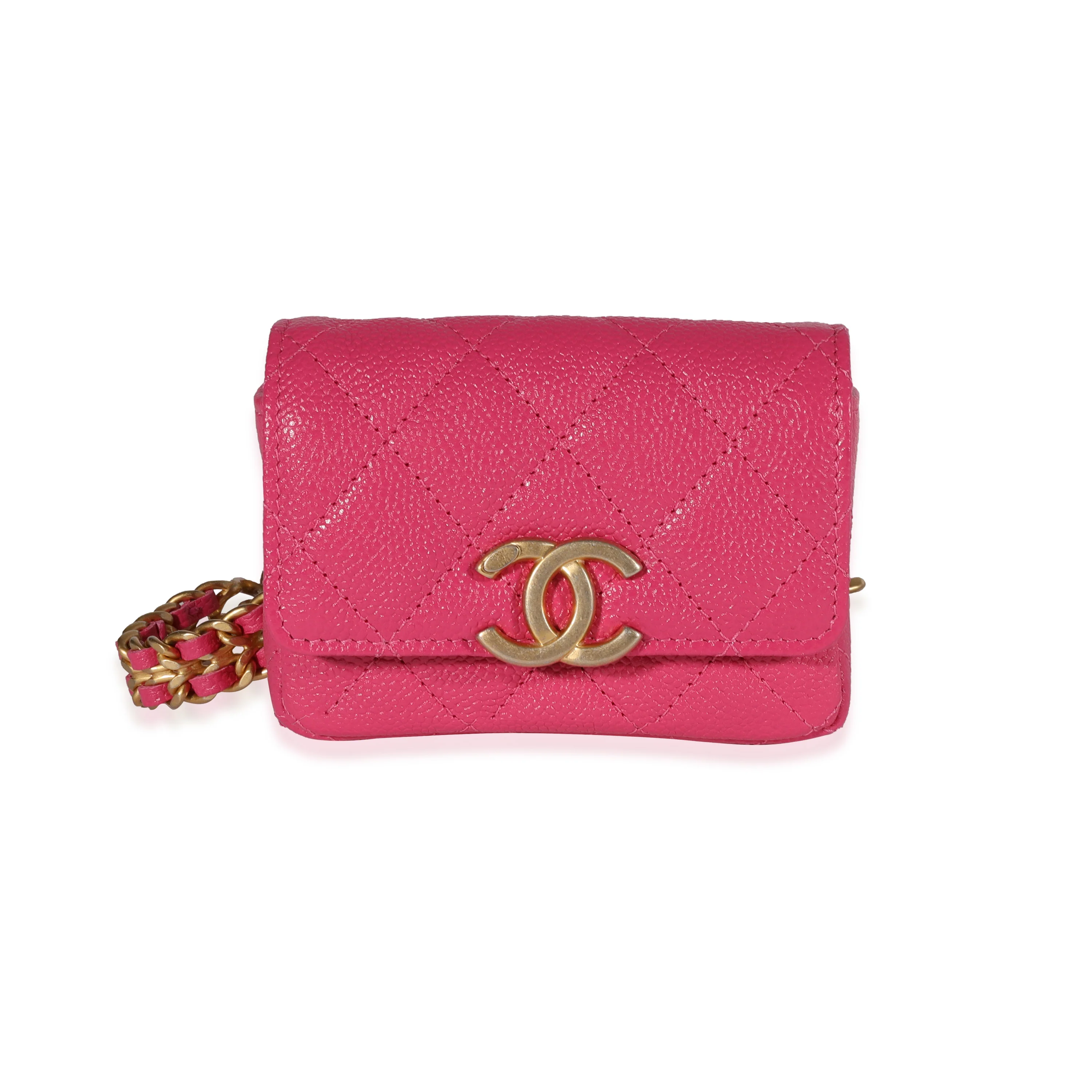 Chanel Dark Pink Quilted Caviar Melody Belt Bag