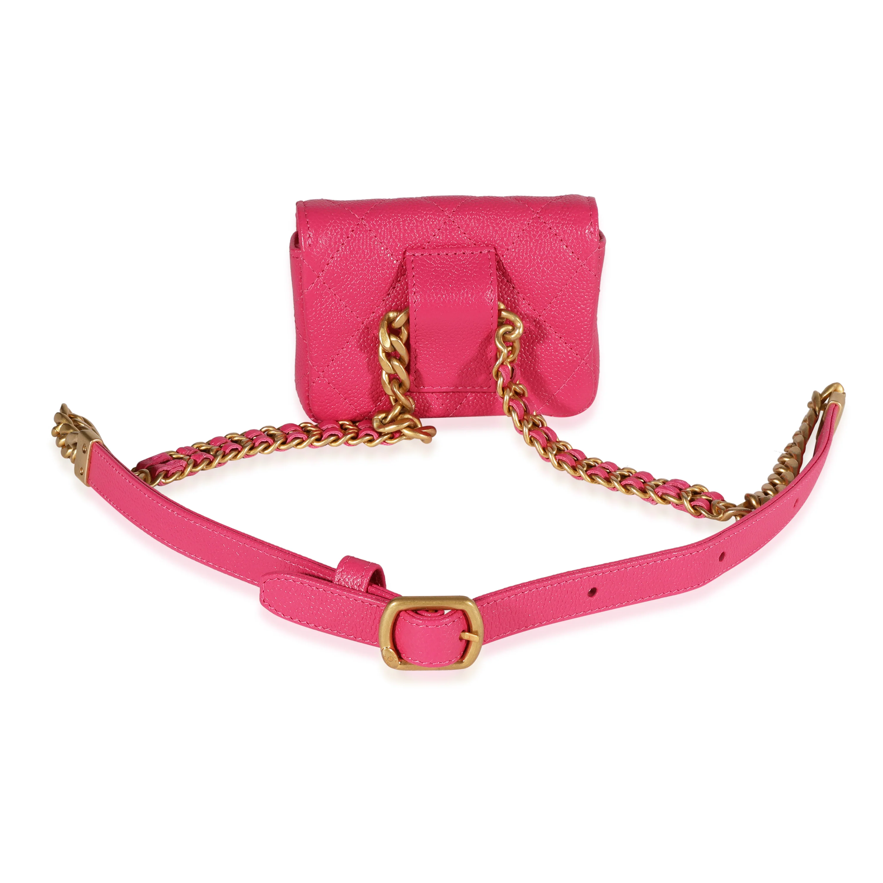 Chanel Dark Pink Quilted Caviar Melody Belt Bag - Image 5