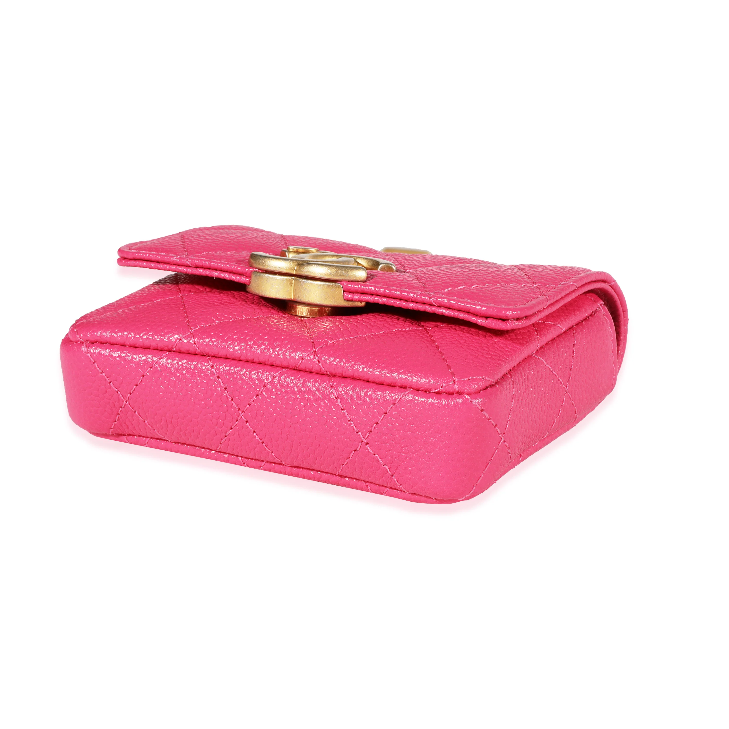 Chanel Dark Pink Quilted Caviar Melody Belt Bag - Image 6