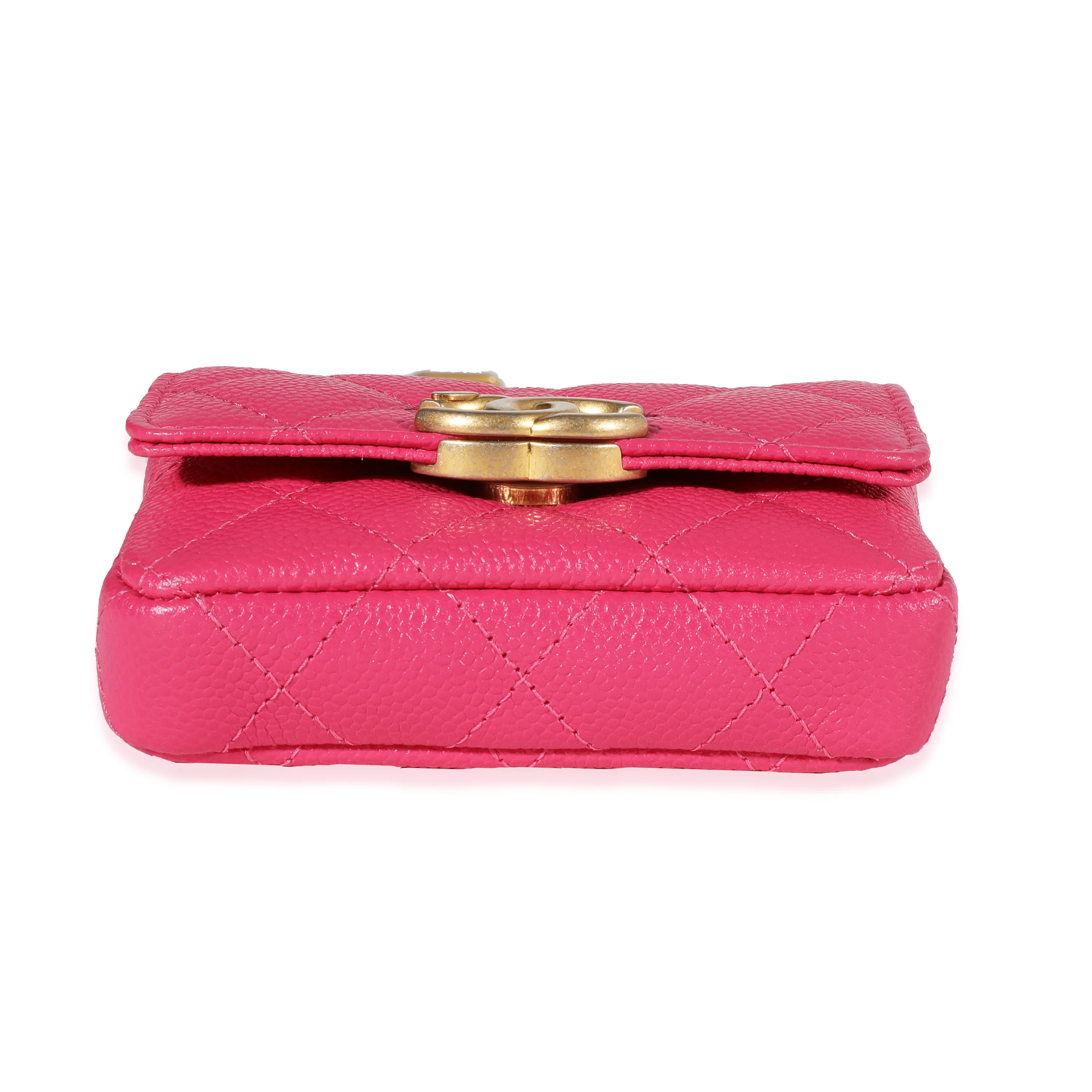 Chanel Dark Pink Quilted Caviar Melody Belt Bag - Image 7