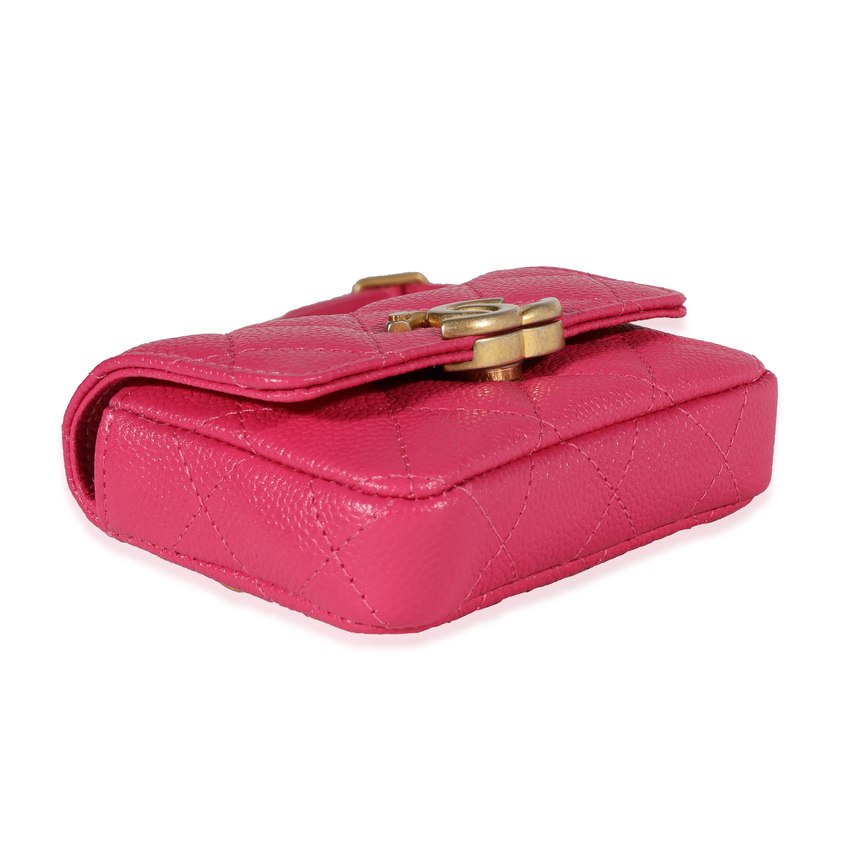 Chanel Dark Pink Quilted Caviar Melody Belt Bag - Image 8