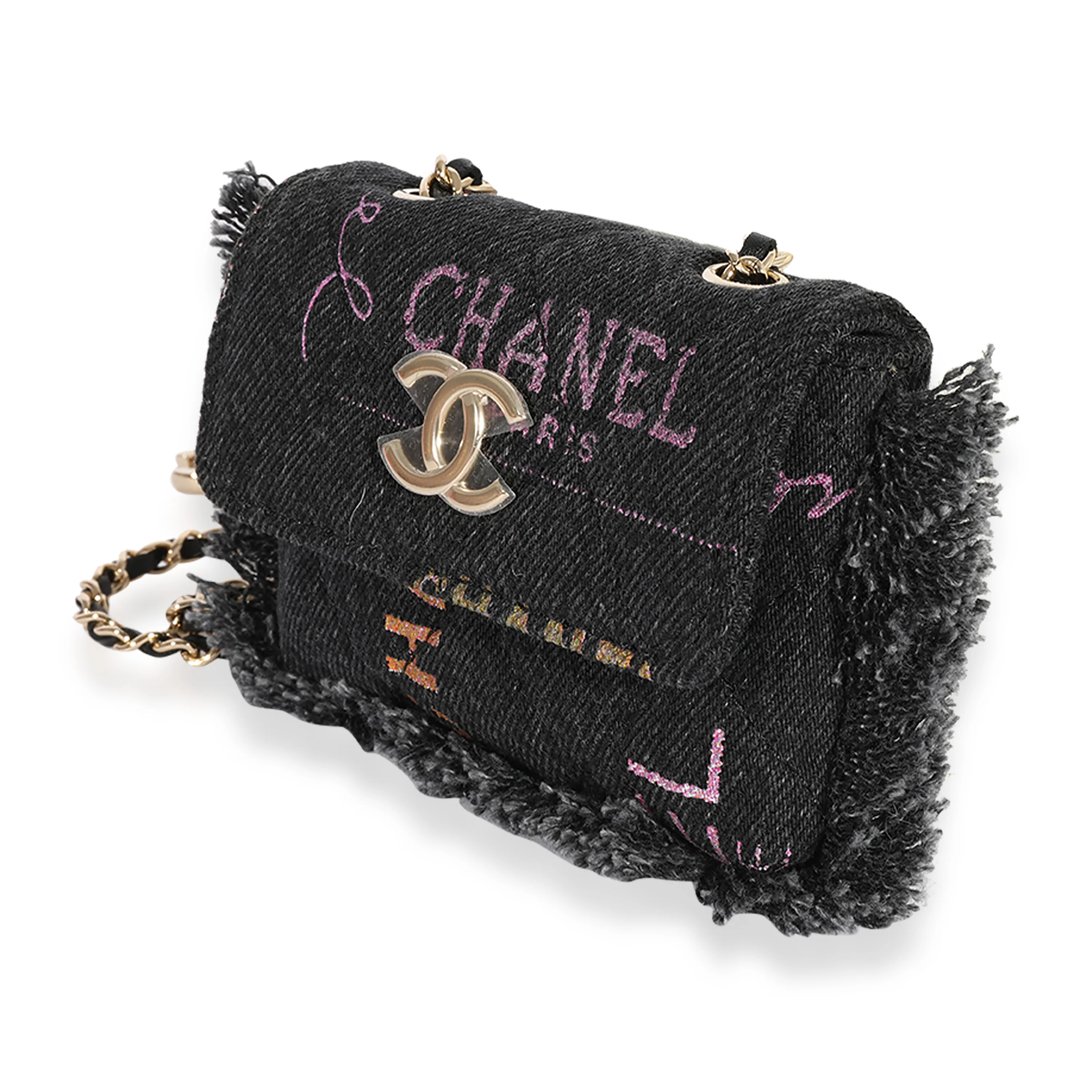 Chanel Black and Multicolor Quilted Denim Mood Belt Bag - Image 2