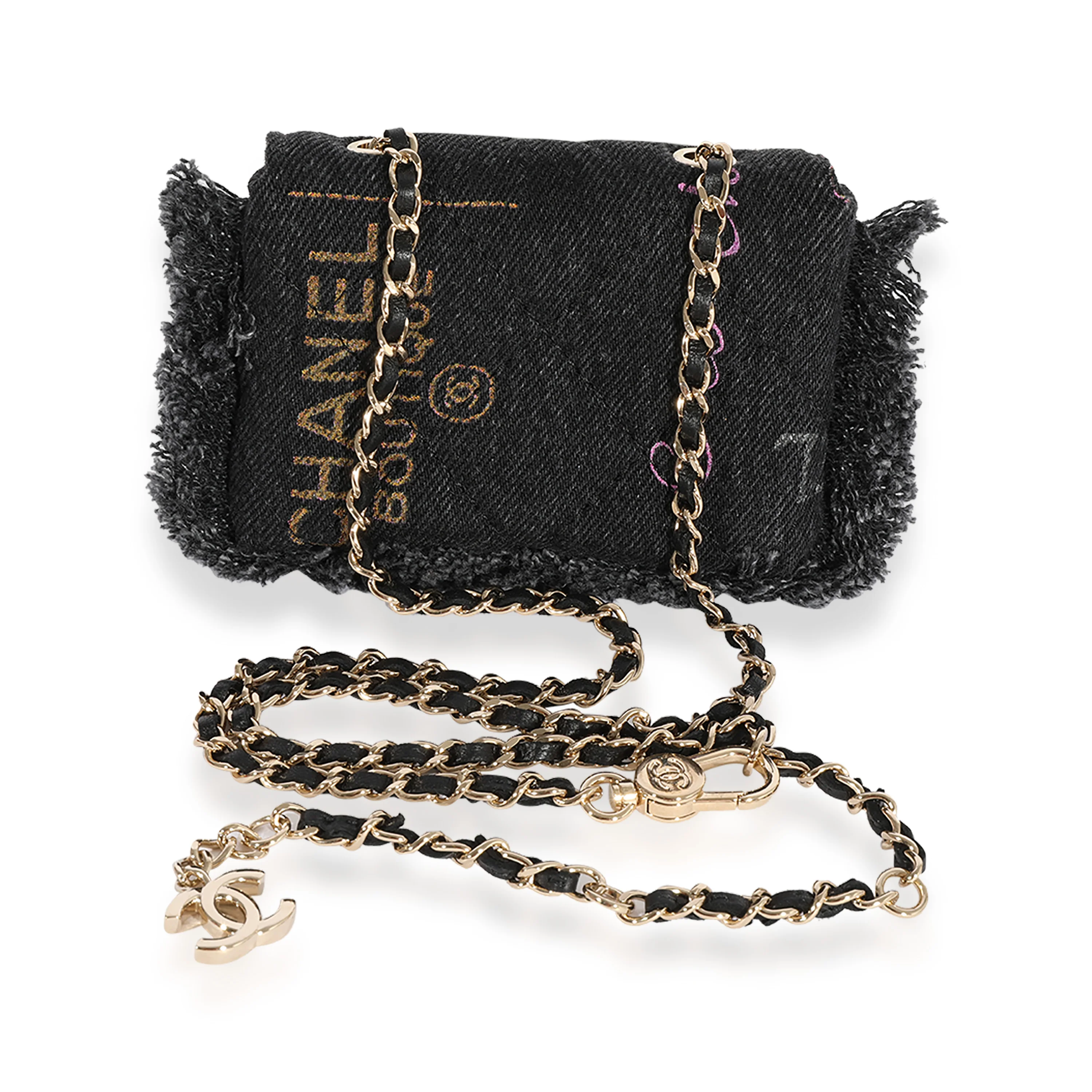 Chanel Black and Multicolor Quilted Denim Mood Belt Bag - Image 3