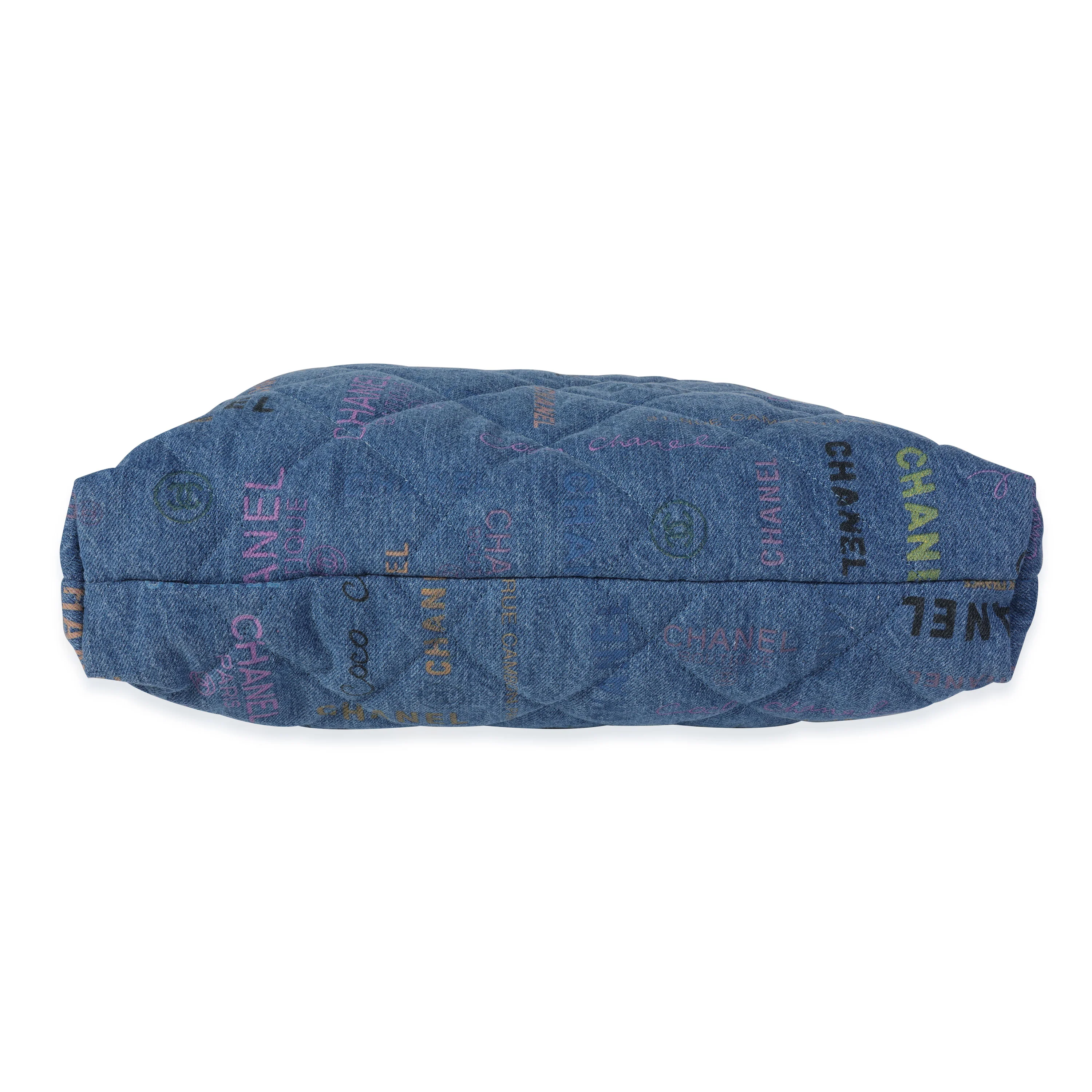 Chanel Blue & Multicolor Quilted Denim Mood Shopping Tote - Image 5