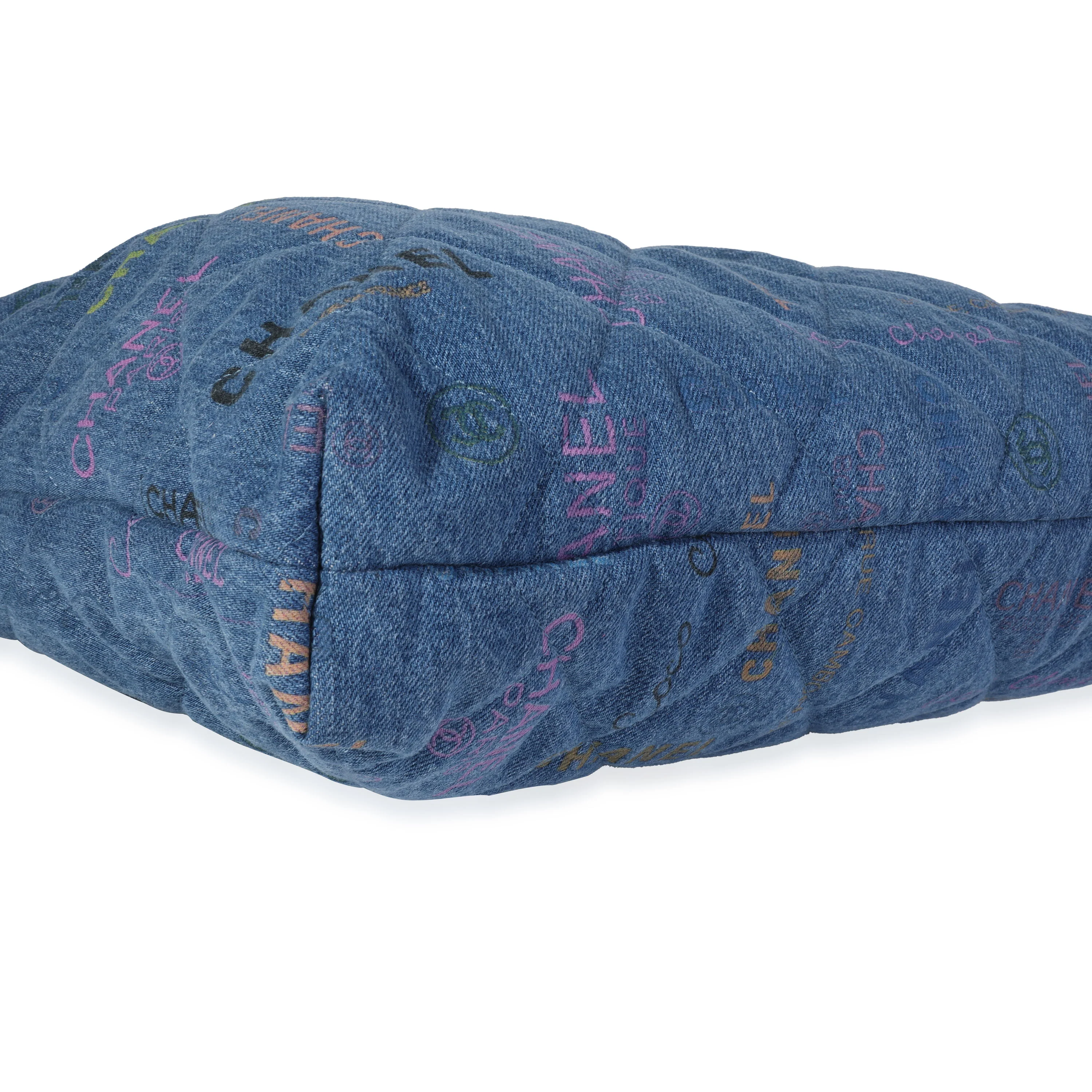 Chanel Blue & Multicolor Quilted Denim Mood Shopping Tote - Image 7