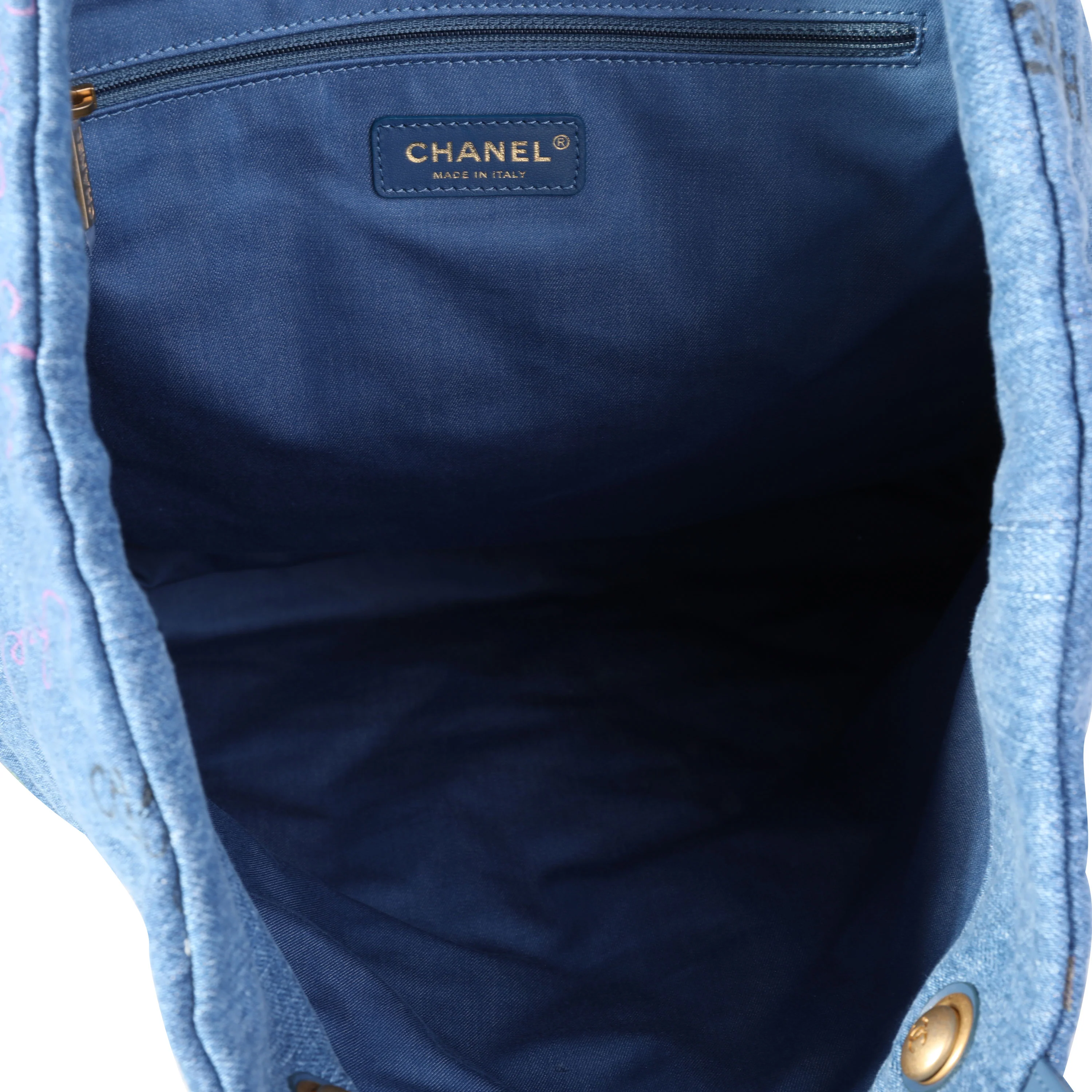 Chanel Blue & Multicolor Quilted Denim Mood Shopping Tote - Image 8