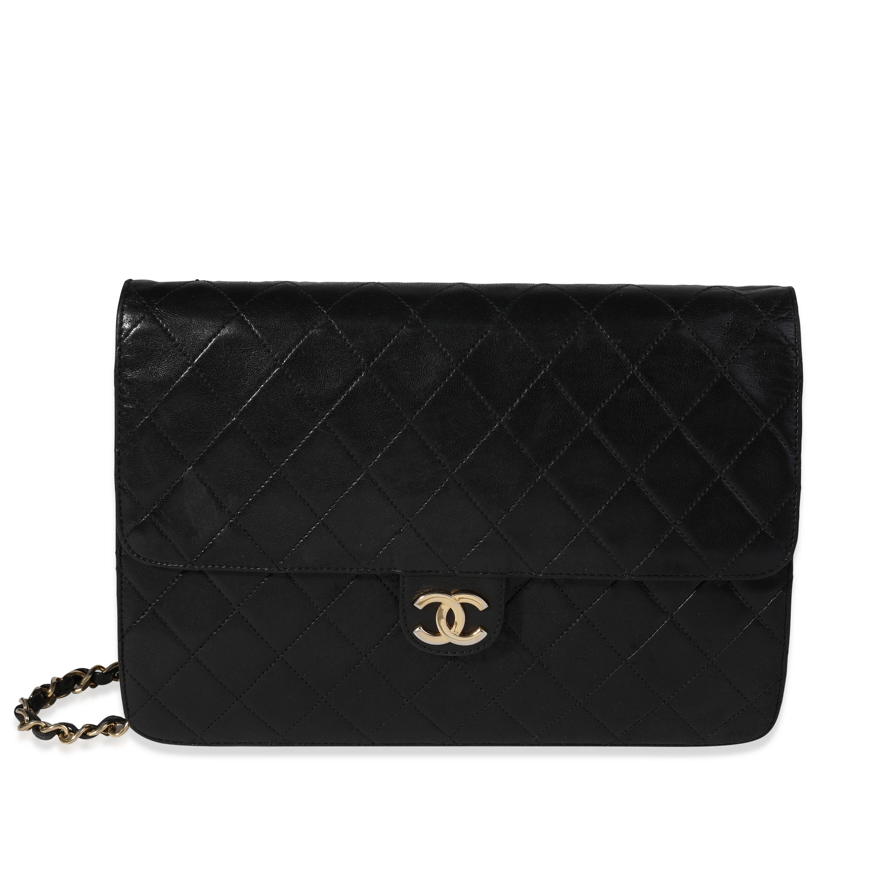 Chanel Vintage Black Quilted Lambskin Single Flap Bag