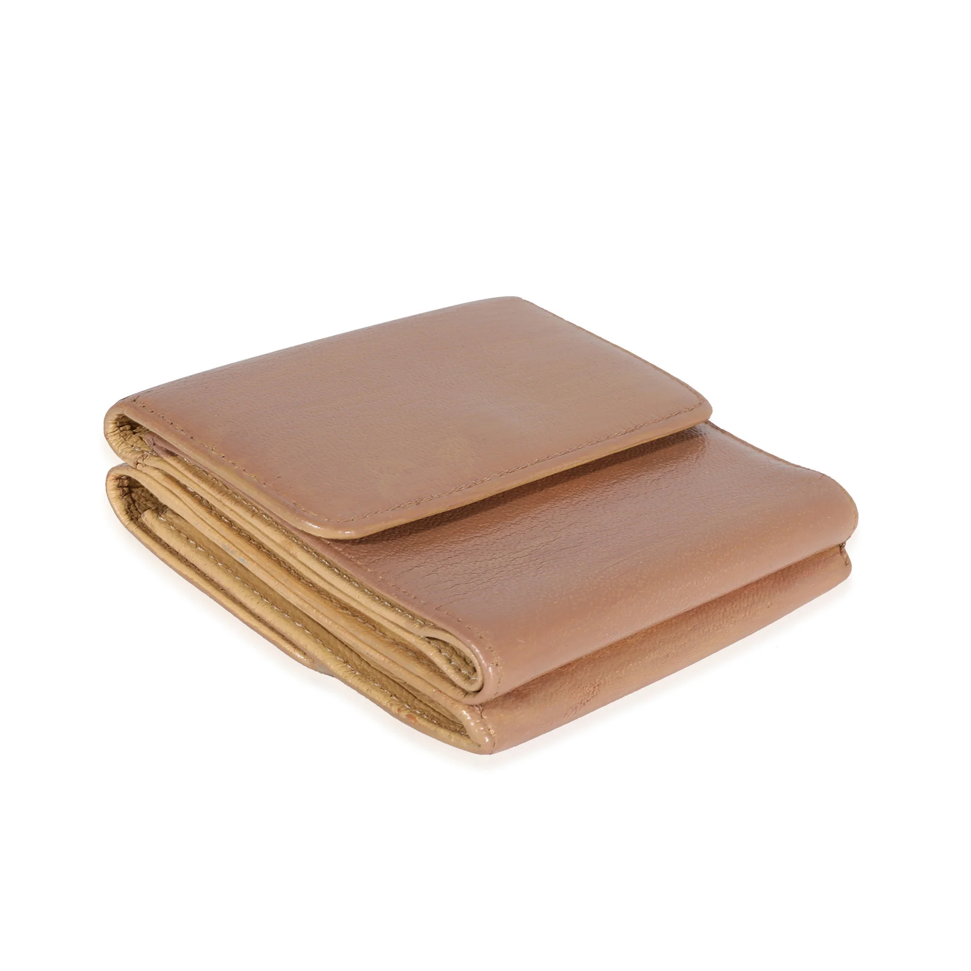Chanel Beige Goatskin Double Flap Compact Wallet - Image 5