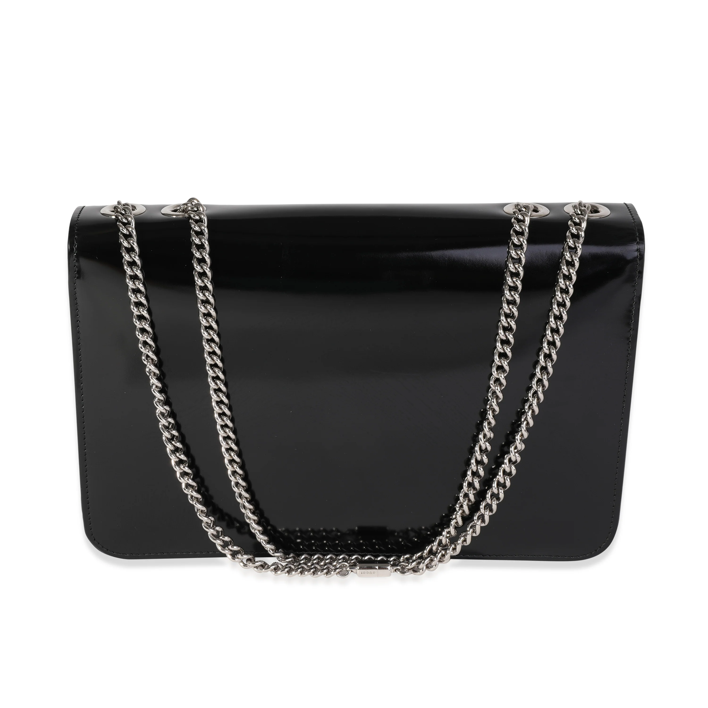 Gucci Black Polished Leather Interlocking G Shoulder Bag - Image 3