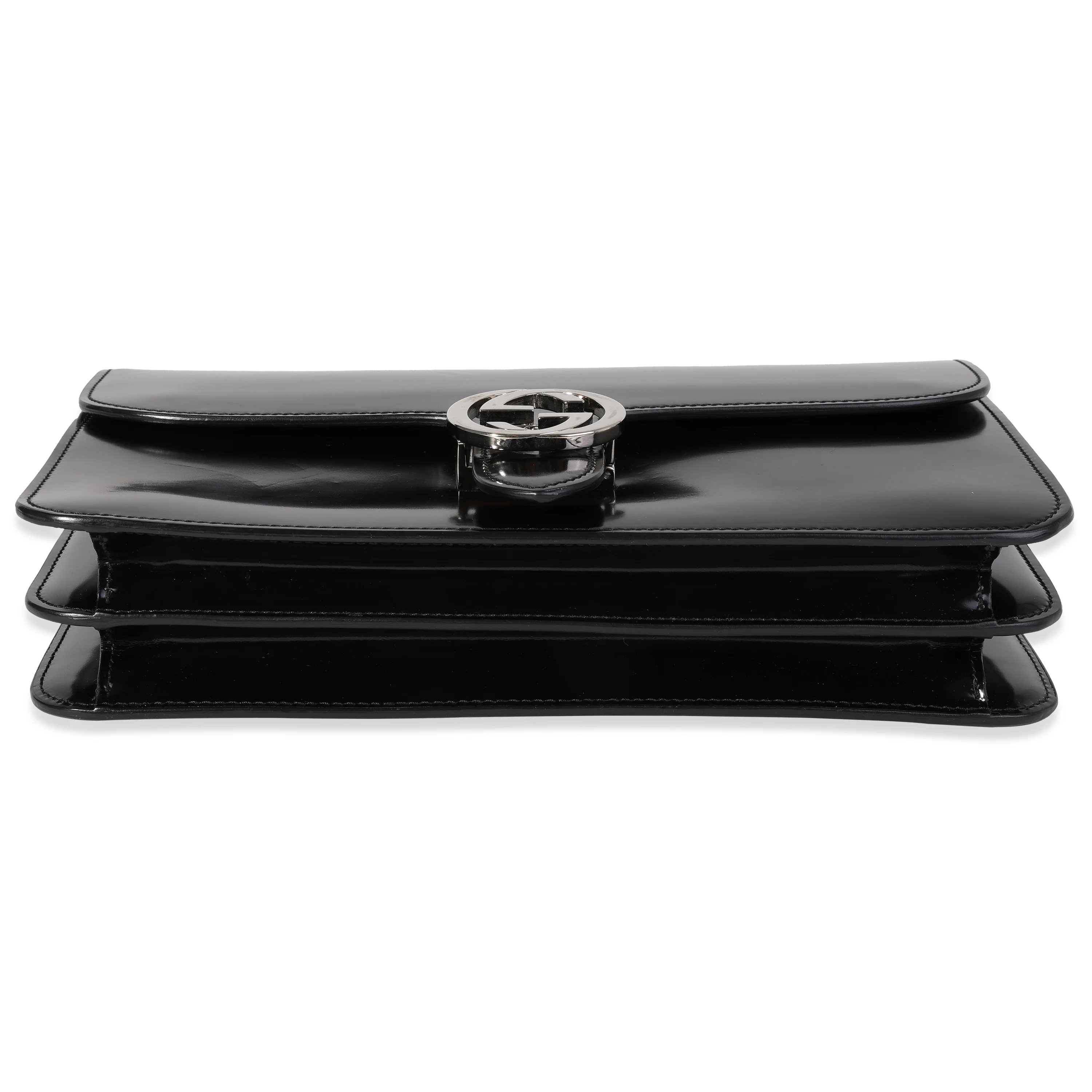 Gucci Black Polished Leather Interlocking G Shoulder Bag - Image 5