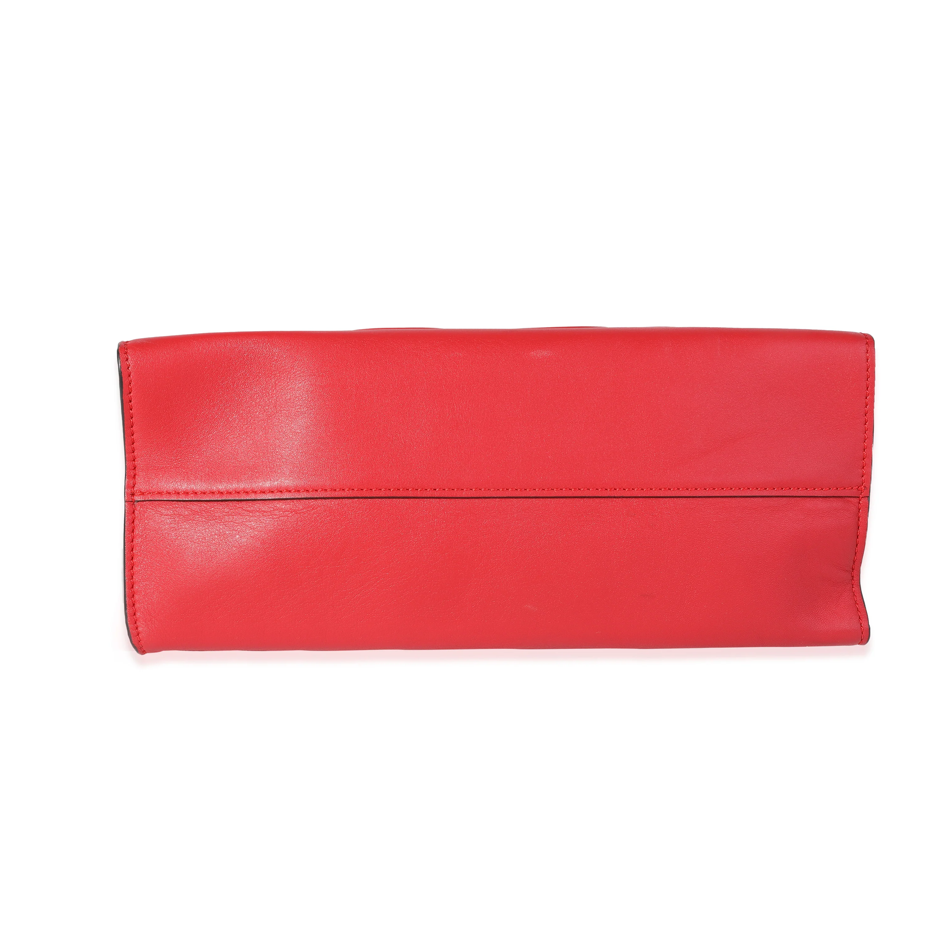 Gucci Red Leather Embossed Logo Tote - Image 5