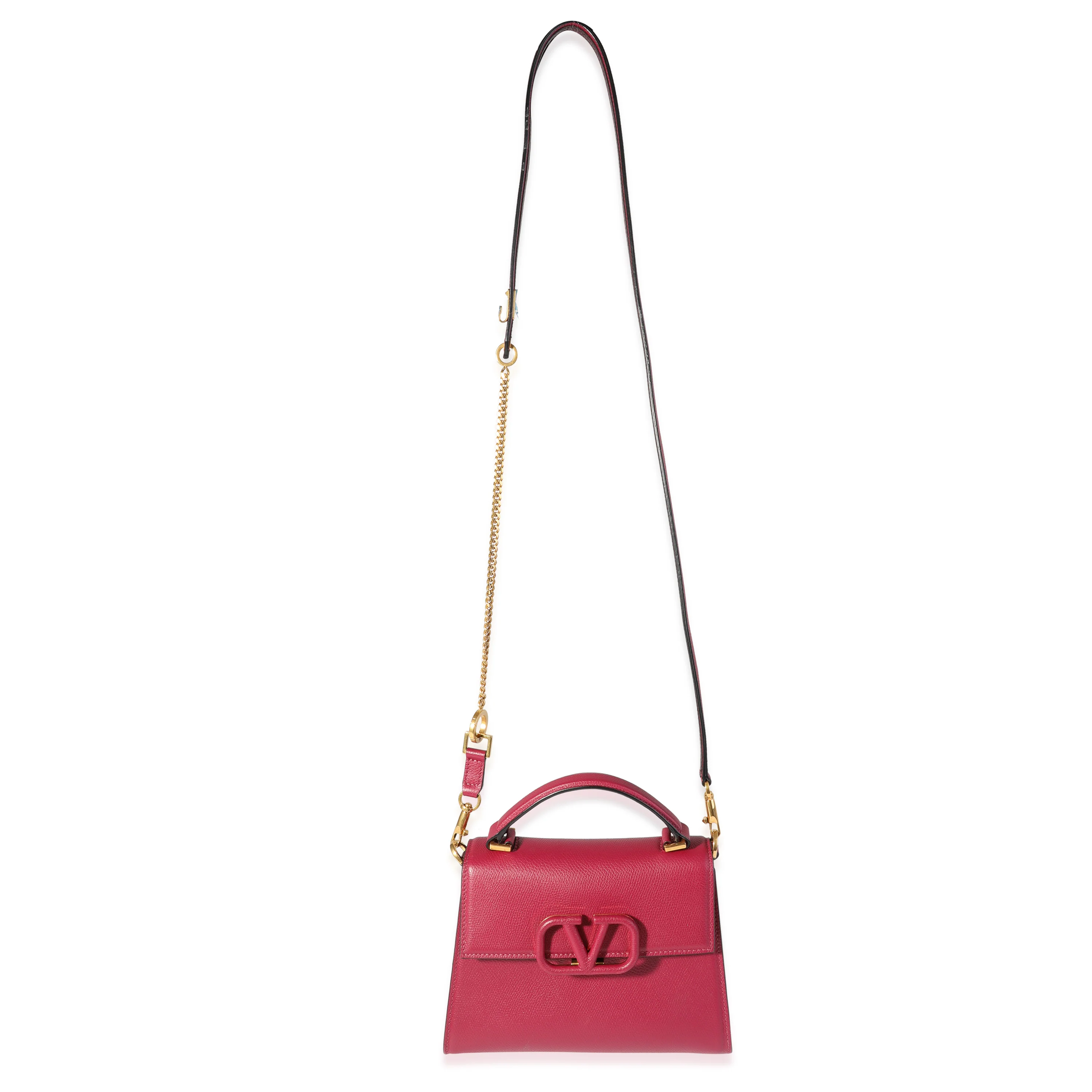 Valentino Magenta Grained Leather VSling Small Top Handle Bag - Image 4