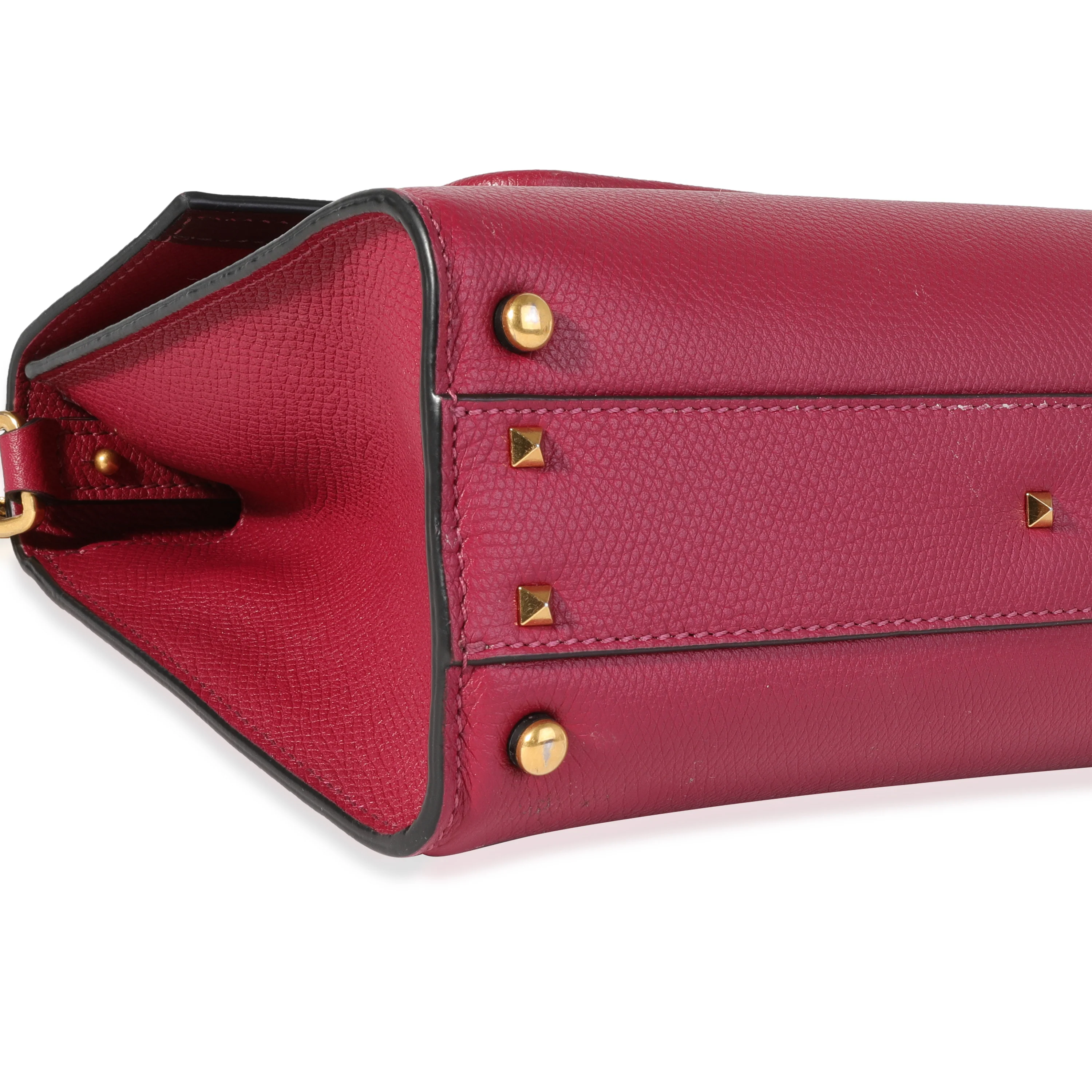 Valentino Magenta Grained Leather VSling Small Top Handle Bag - Image 6