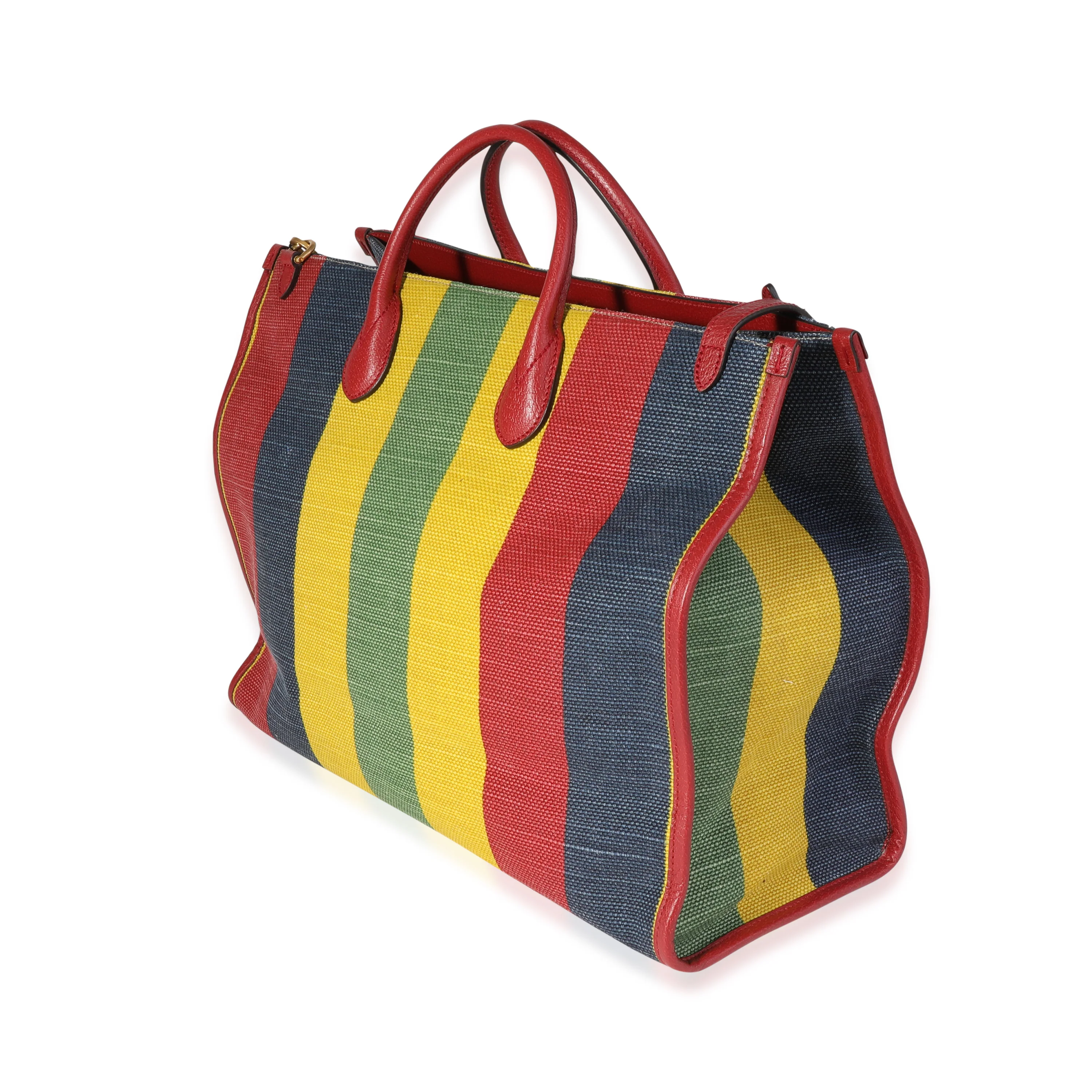 Gucci Multicolor Striped Canvas Baiadera Tote - Image 2