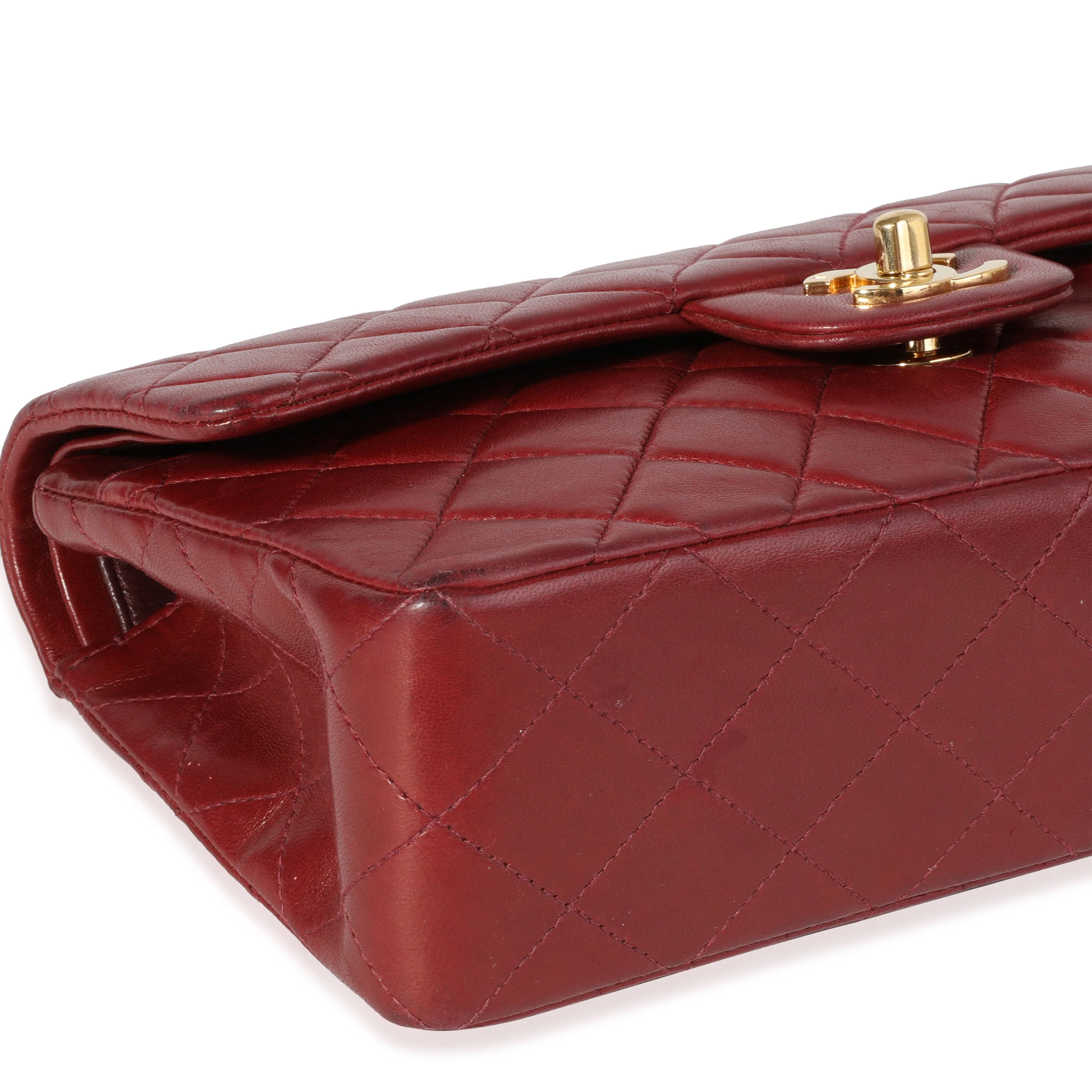 Chanel Burgundy Quilted Lambskin Small Classic Double Flap Bag - Image 6