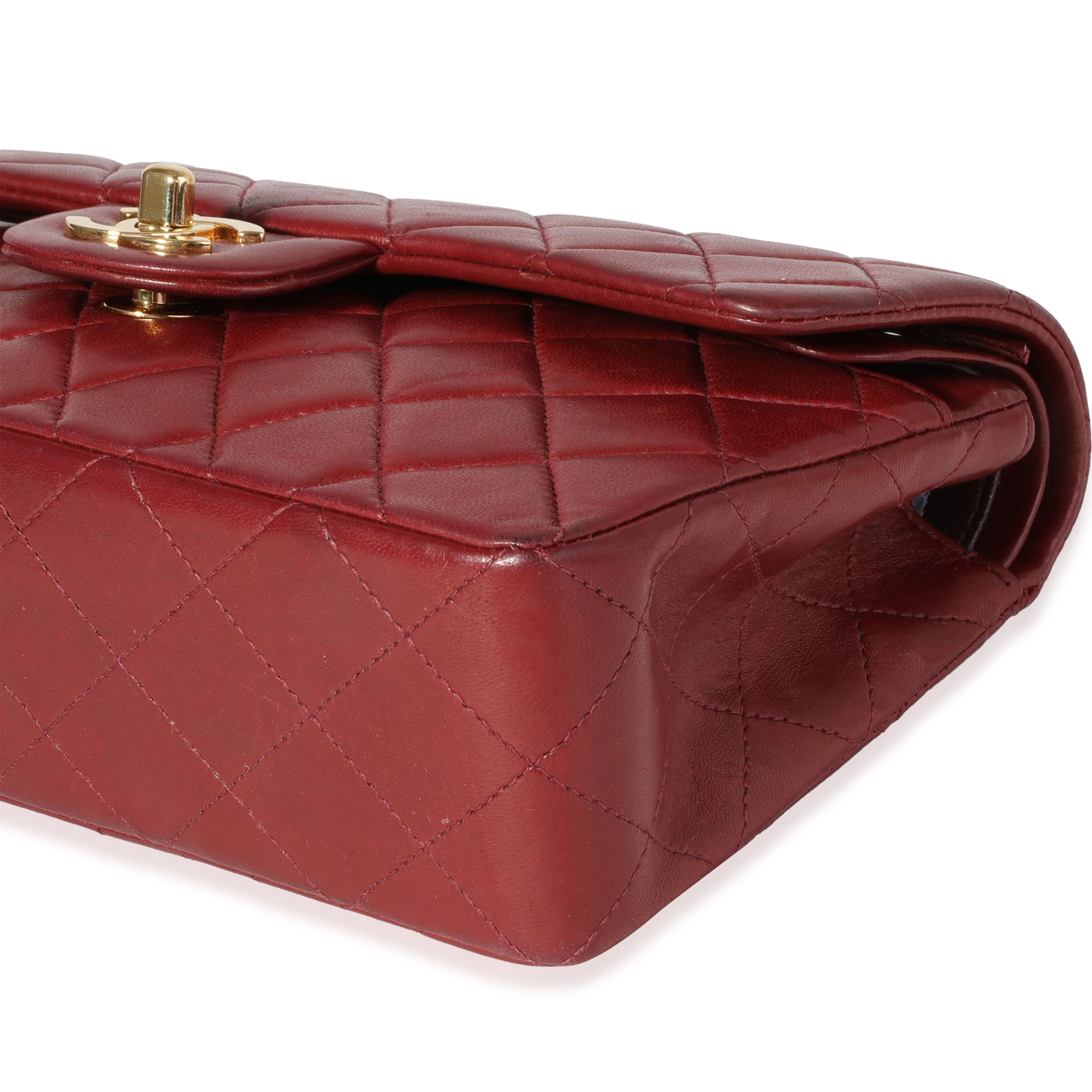 Chanel Burgundy Quilted Lambskin Small Classic Double Flap Bag - Image 7