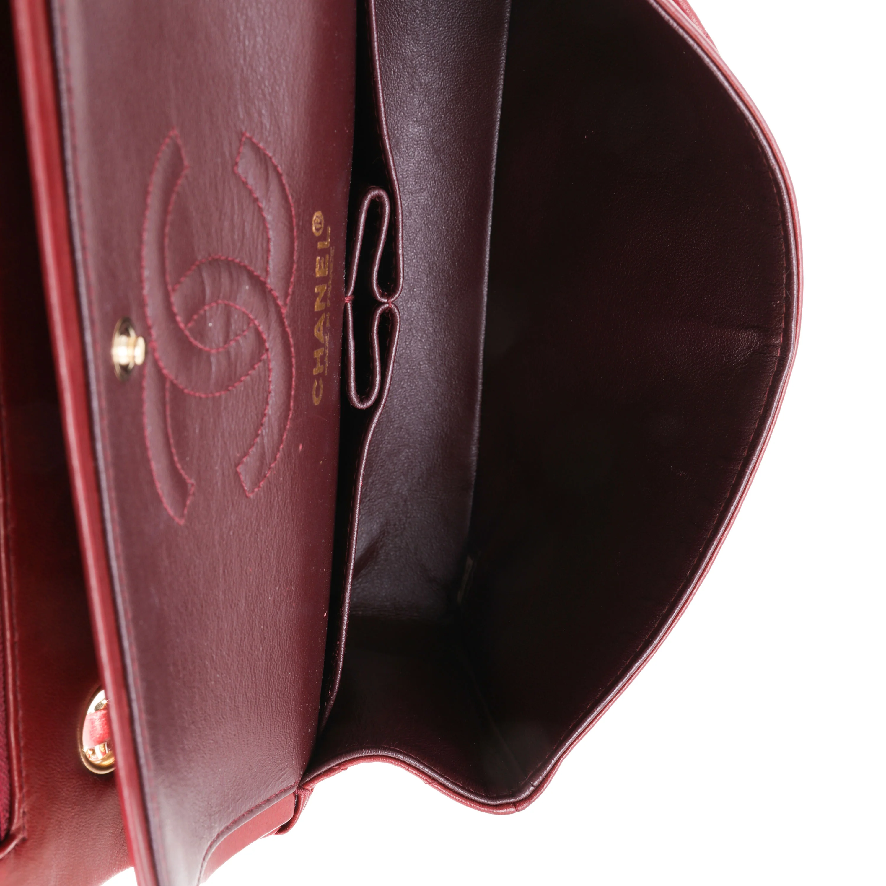 Chanel Burgundy Quilted Lambskin Small Classic Double Flap Bag - Image 8