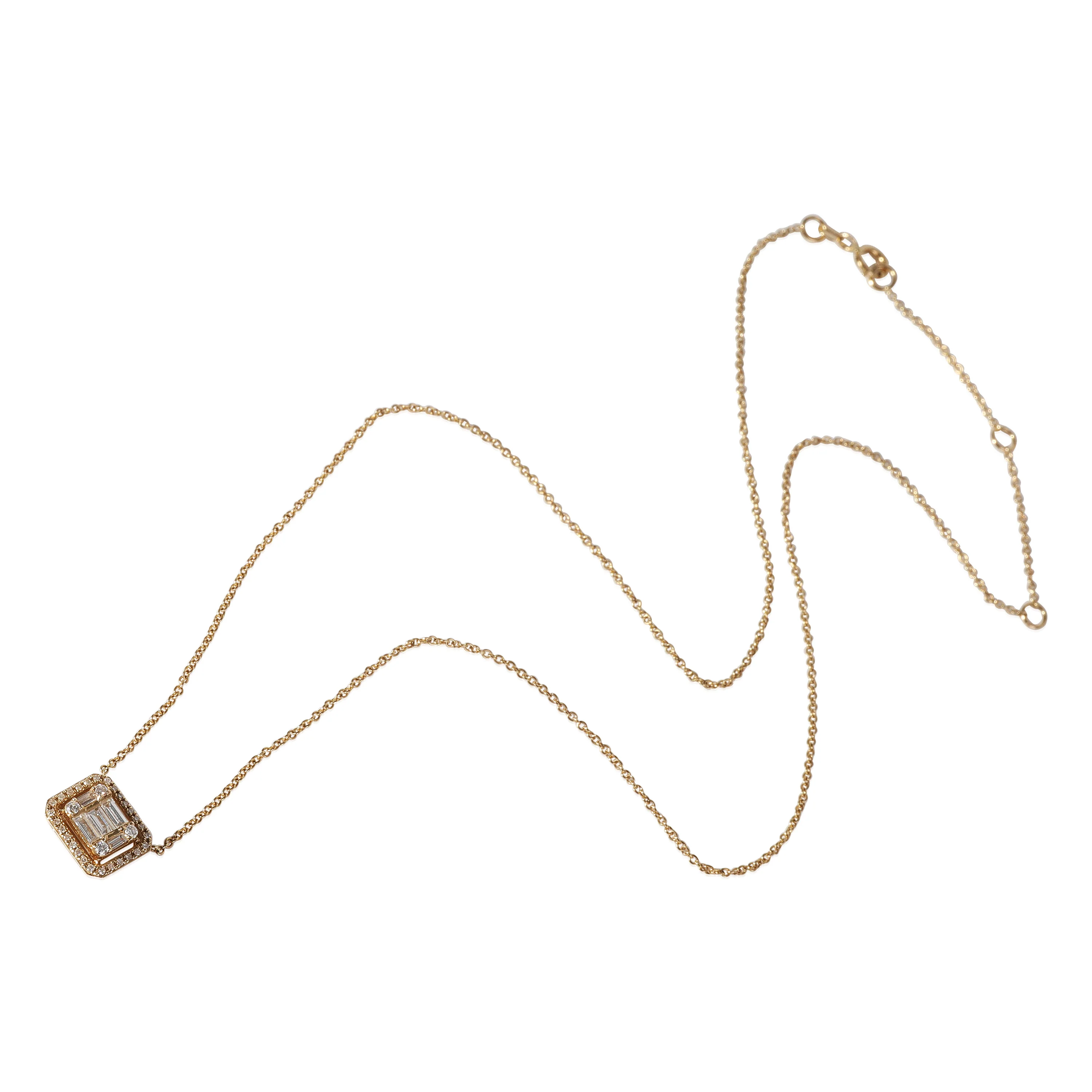 Halo Round & Emerald Diamond Mosaic Necklace in 14K Yellow Gold 0.65 ctw - Image 3