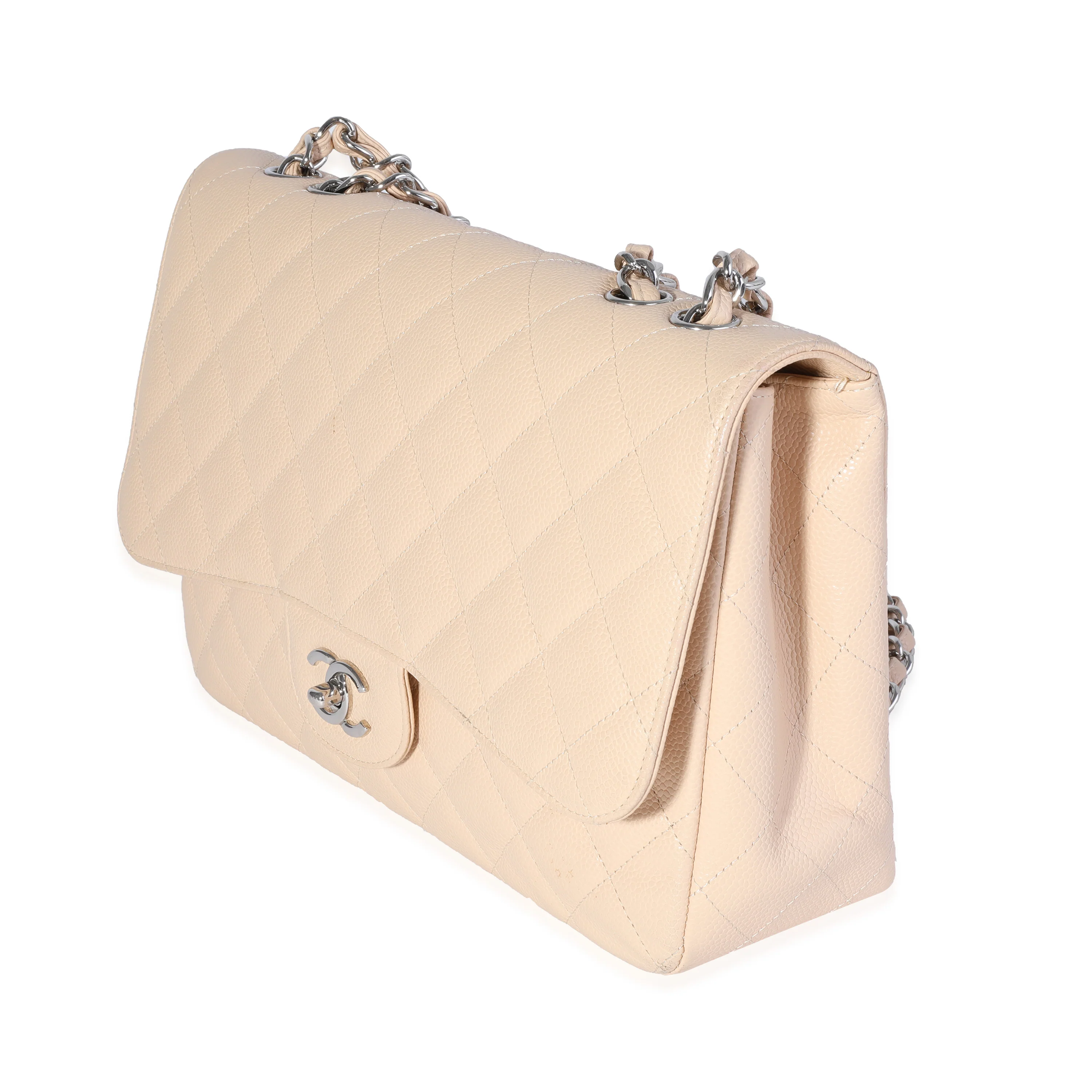 Beige Quilted Jumbo Classic Single Flap Bag - Image 2